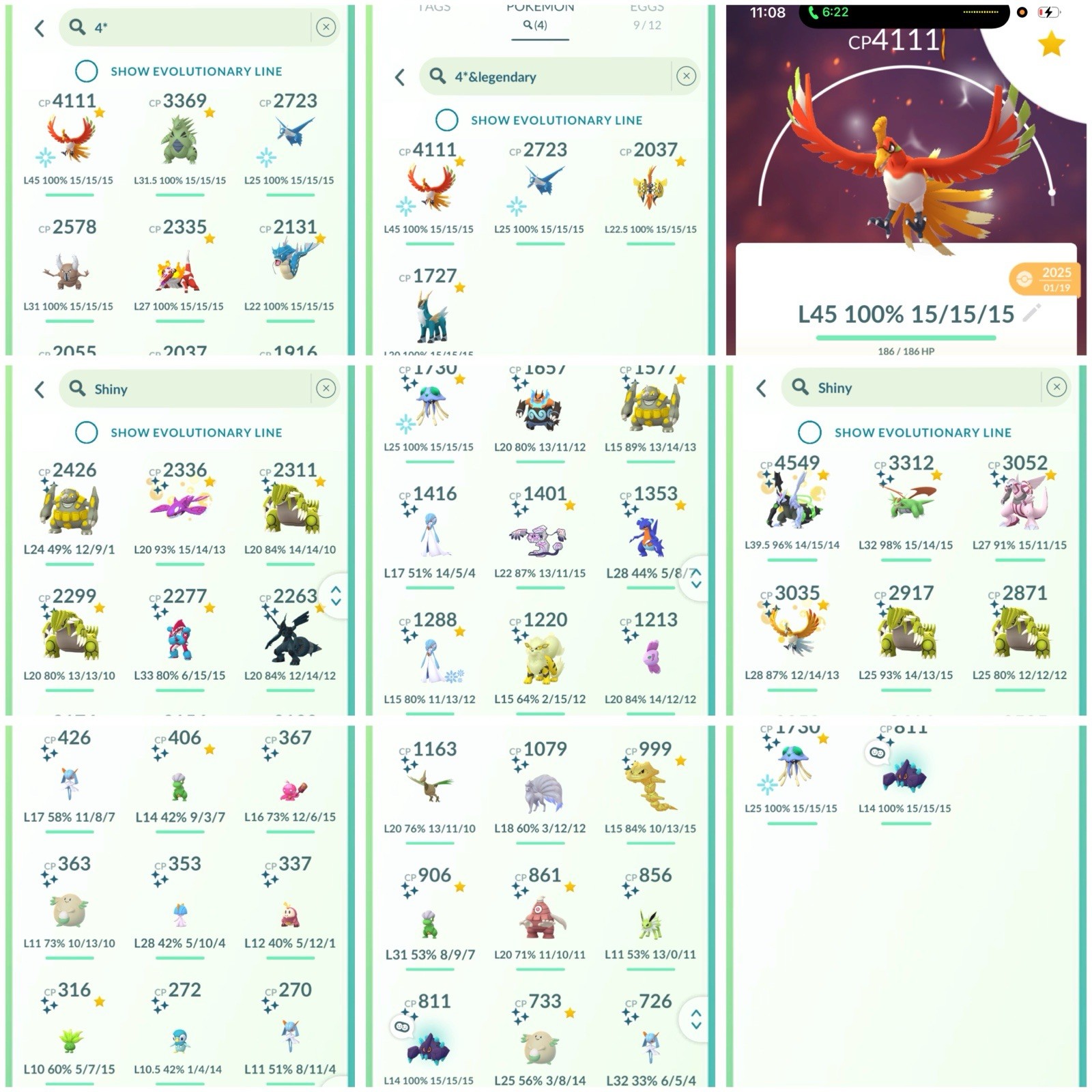 PokeAccGo Lvl 50 | 232 Legendaries | 20 Shiny Legends | 34 Hundos | 2 Shundos