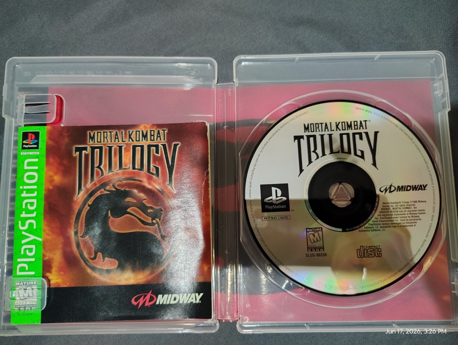 Midway Mortal Kombat Trilogy PS1 NTSC-U/C M Mature Fighting Multiplayer