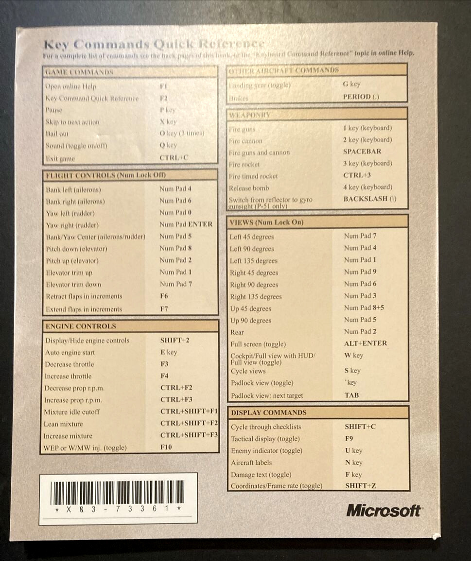 Microsoft Combat Flight Sumulator and Simulator 2 Pilots Manual Inside Moves