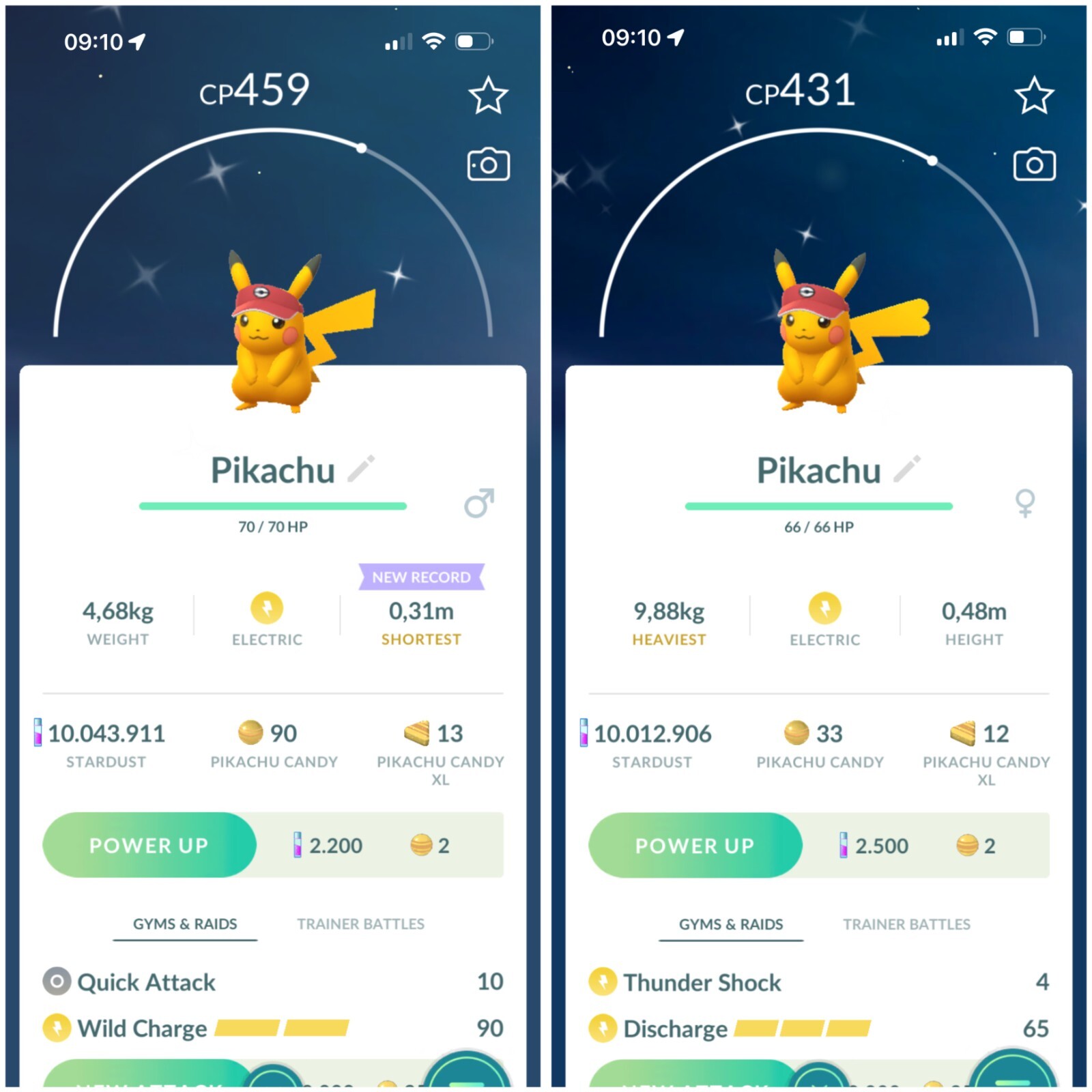 Pokemon Shiny Pikachu Nate’s Visor Pikachu #3 Go Tour TRADE 20k stardust