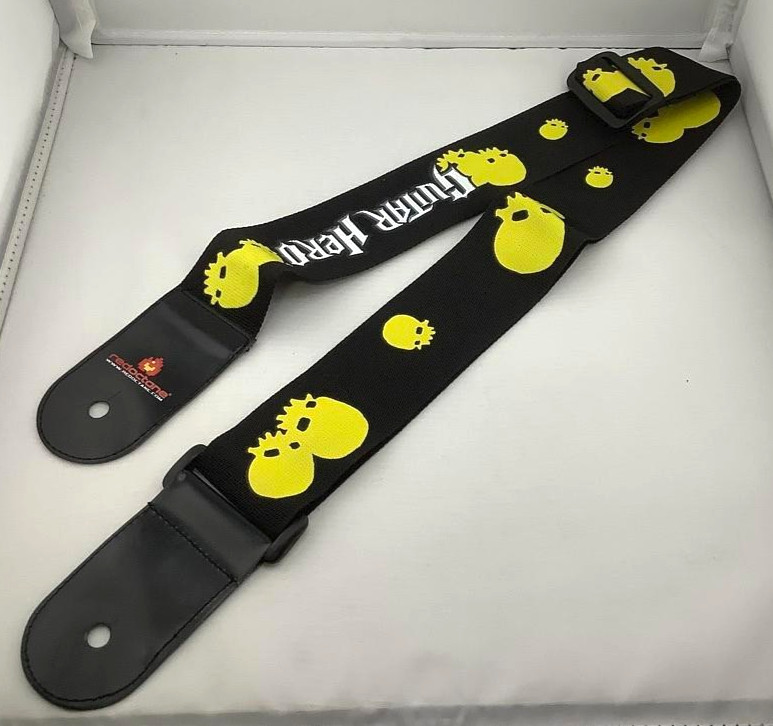 NEW Guitar Hero Red Octane Brand Black w/ YELLOW SKULL Replacement STRAP rock