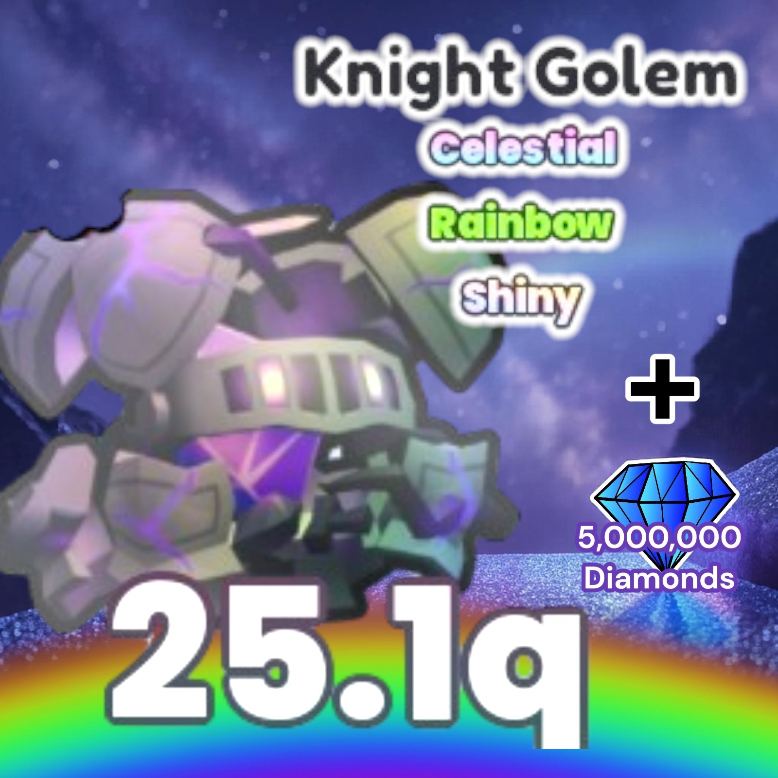Shiny Rainbow Knight Golem (New Update) + 5 Million Diamonds. OP. PS99