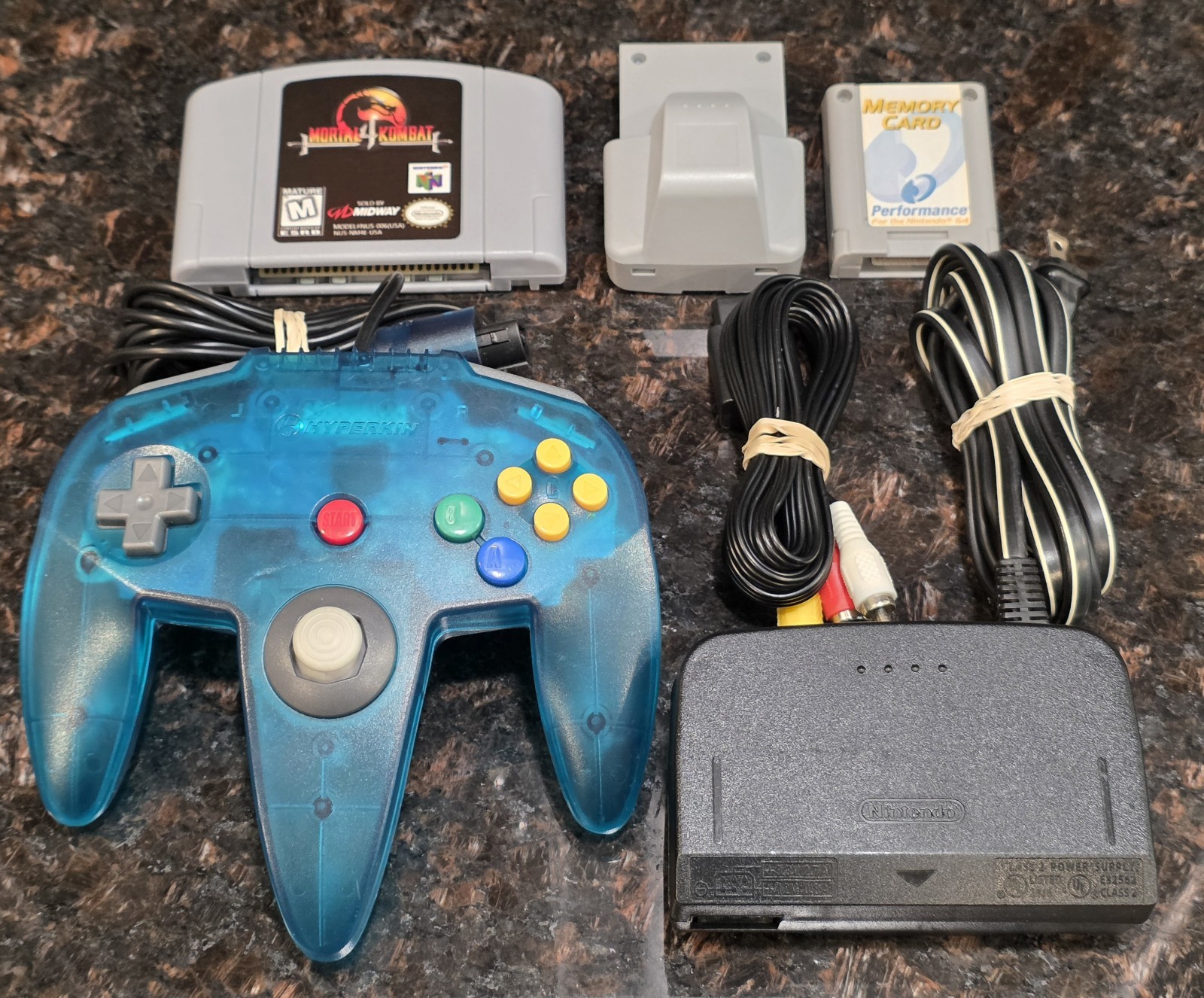 Nintendo 64 Console Bundle w/ Mortal Kombat 4, Rumble Pak & Memory Card