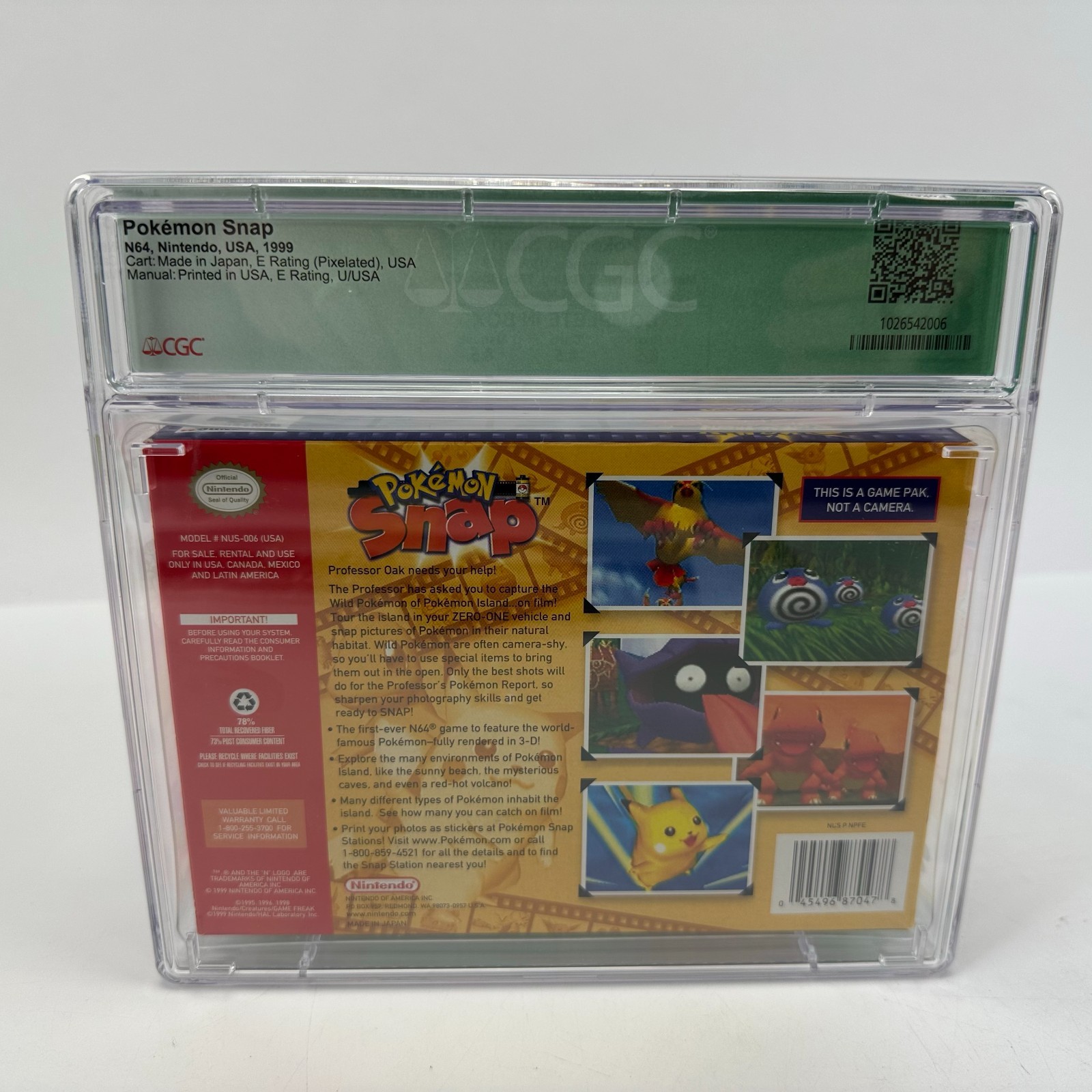 Pokémon Snap Nintendo 64 CIB CGC Graded 8.5 Q 78% Fiber