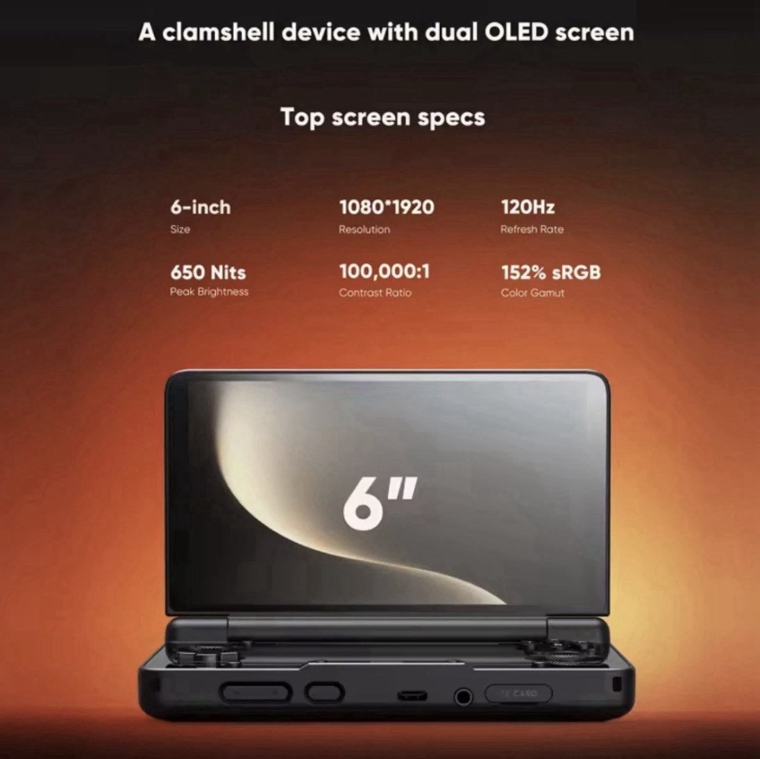New AYN Thor Base Android Handheld Dual Screen Clamshell 6” AMOLED 1080p Gaming