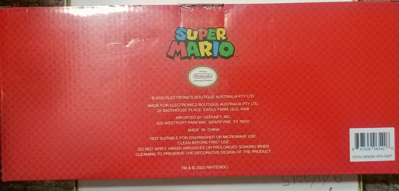 Nintendo Super Mario 4 Piece Pint (16 oz) Glass Set-New-Mario/Luigi/Yoshi/Peach