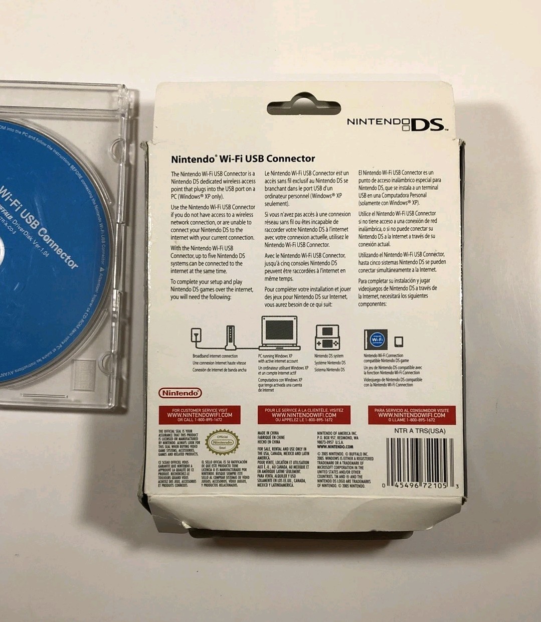 Nintendo Wi-Fi USB CD and Box ONLY! NO Connector/Dongle or Adapter Please READ!