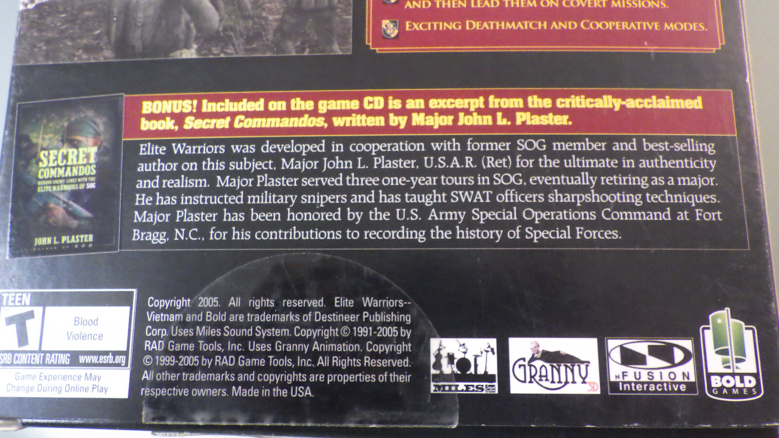 Vtg 2005 Video PC Game SOG John Plaster ELITE WARRIORS VIETNAM Big Box *Complete