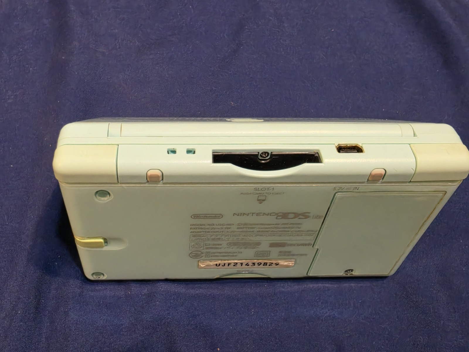 Nintendo DS Lite Ice Blue Handheld. Tested Working w/ Charger, Stylus & GBA Covr