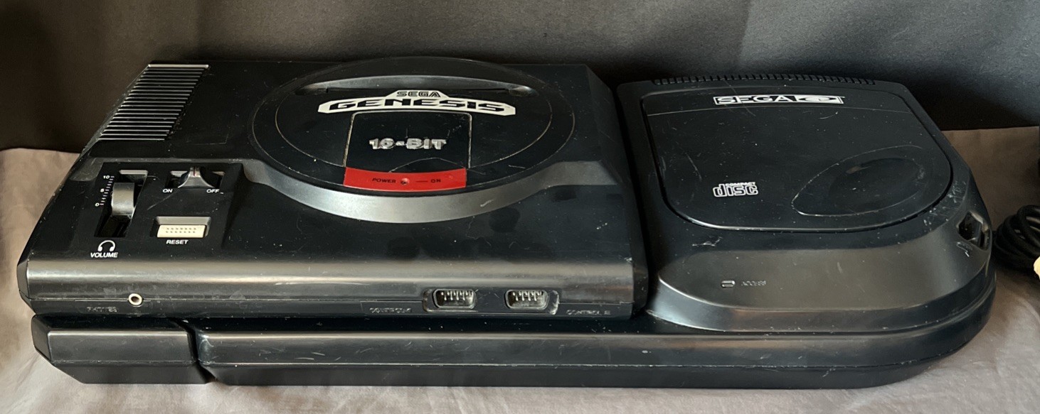 Sega CD Model 2 Sega Genesis Console With Cables And Controller & 3 Games Tested