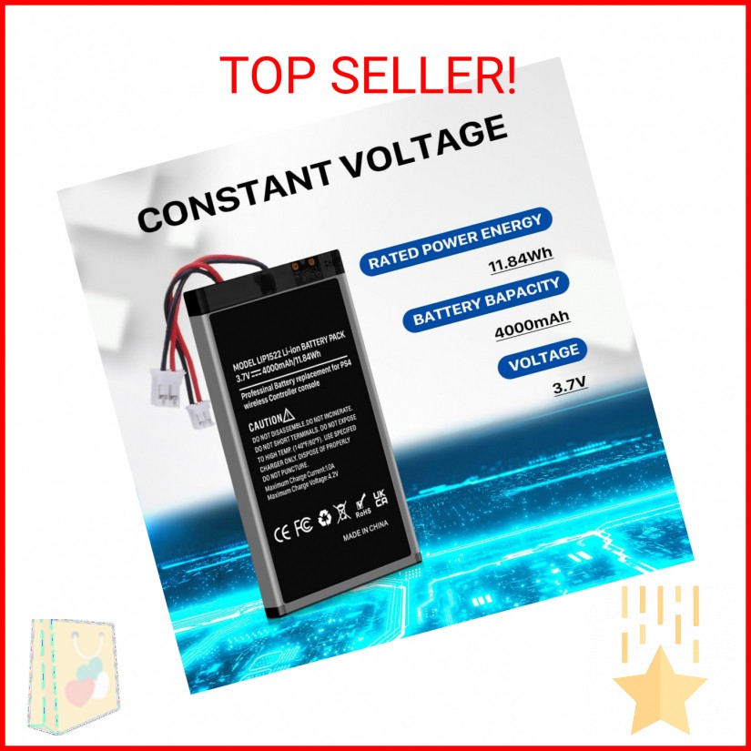 WAVYPO 4000mAh PS4 Controller Battery, Replacement for PS4/PS4 Pro/PS4 Slim Play