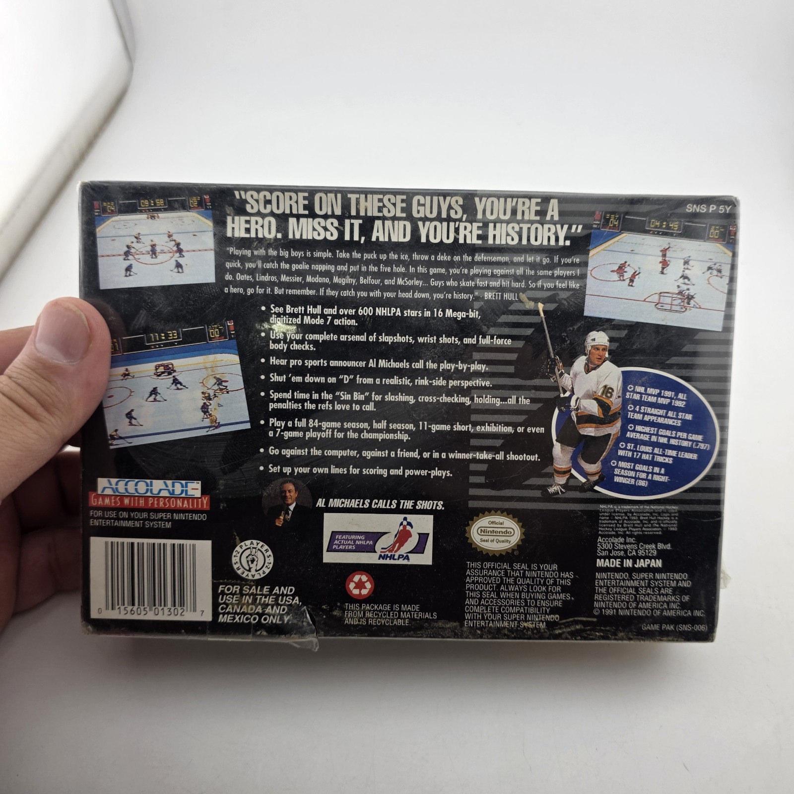 Brett Hull Hockey – Box With Reg Card – Super Nintendo SNES – Shrink (No Game)