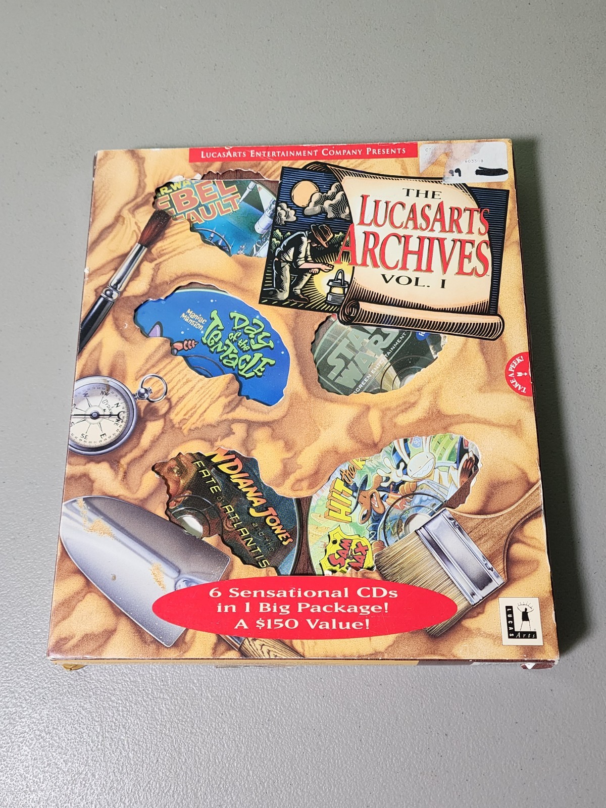 LucasArts Archives Vol 1 PC CD-ROM Games Indiana Jones Sam & Max. – CIB Big Box