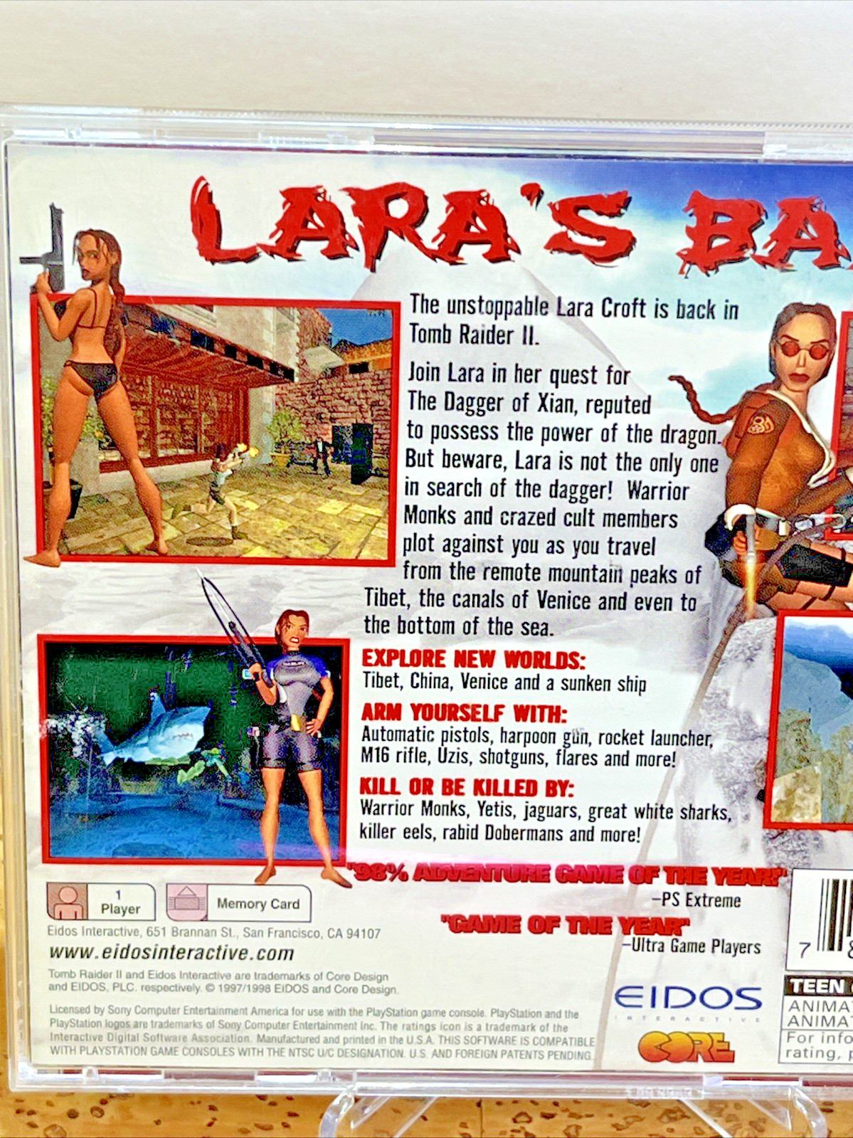 Tomb Raider II (Sony PlayStation, PS1) Complete, Tested, Reg Card, Fast Ship