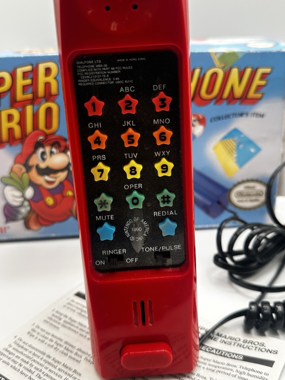 Super Mario Bros. Vintage 1990 Telephone Nintendo Blue Touch Working Condition