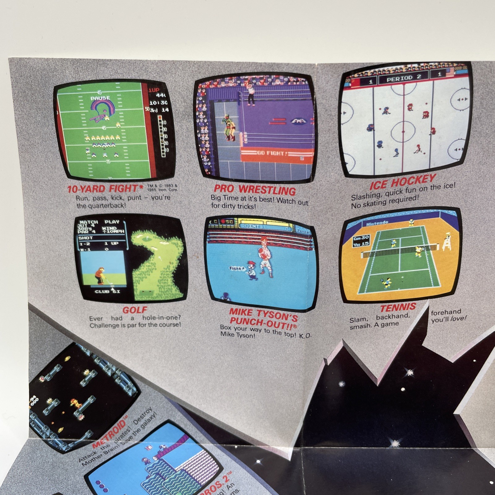 Vintage 1988 Nintendo NES Promotional Poster Fold Out Insert Multiple GamesShown