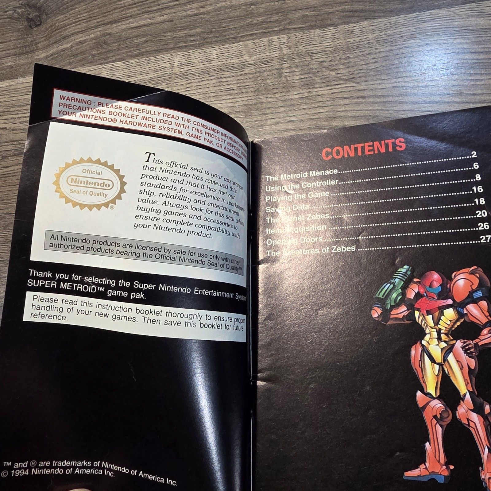 SNES Super Nintendo Super Metroid Instruction Booklet Manual Authentic Original