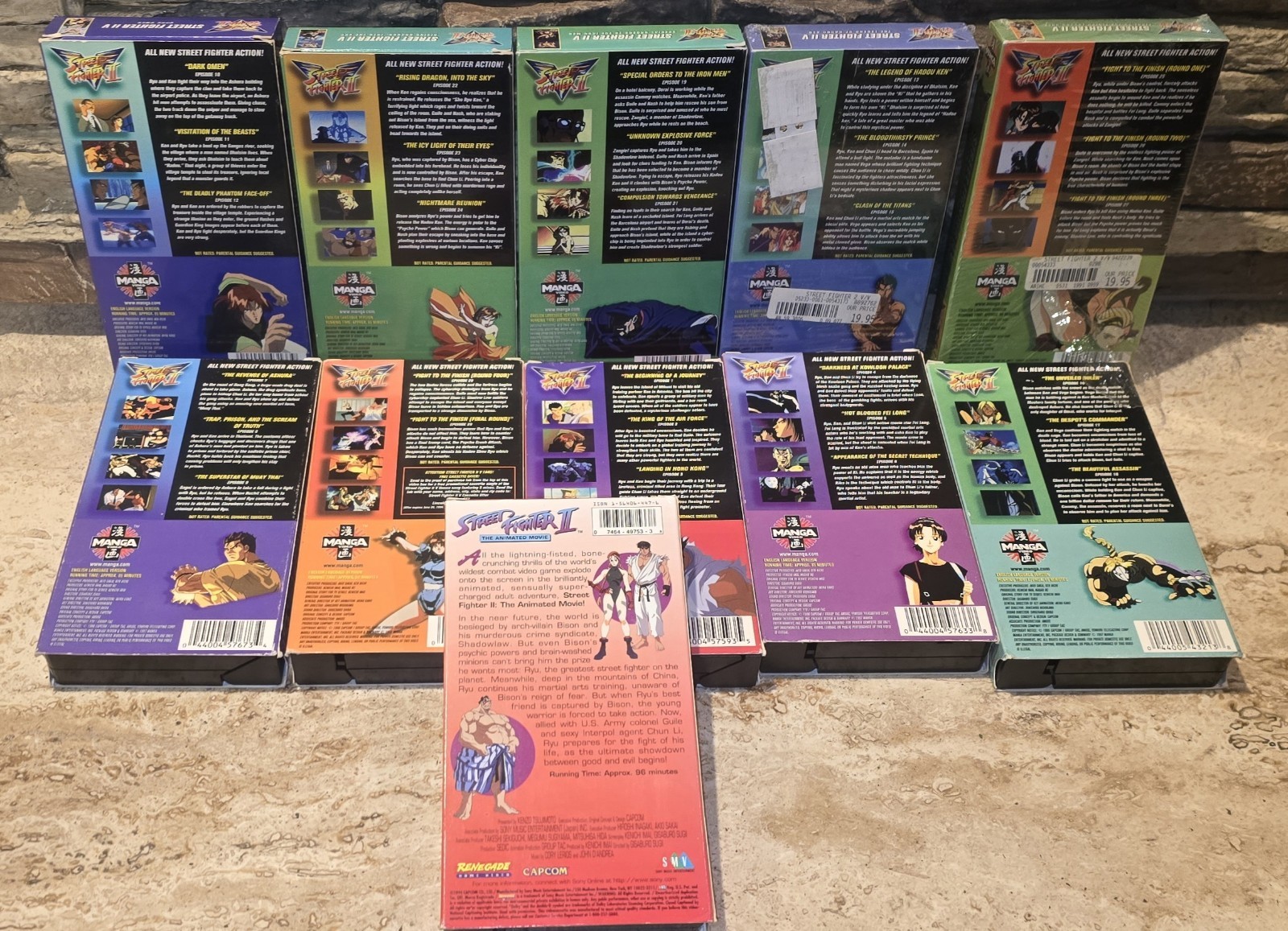 Vintage Manga Video Street Fighter II V VHS Lot 1-10 + Animated Movie