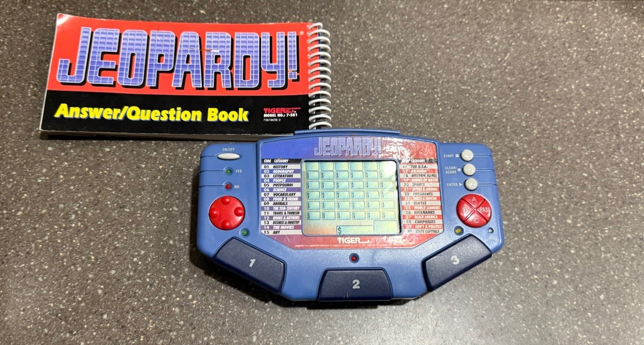 1995 Talking Jeopardy Tiger Electronics Video Game Handheld with Answer Question