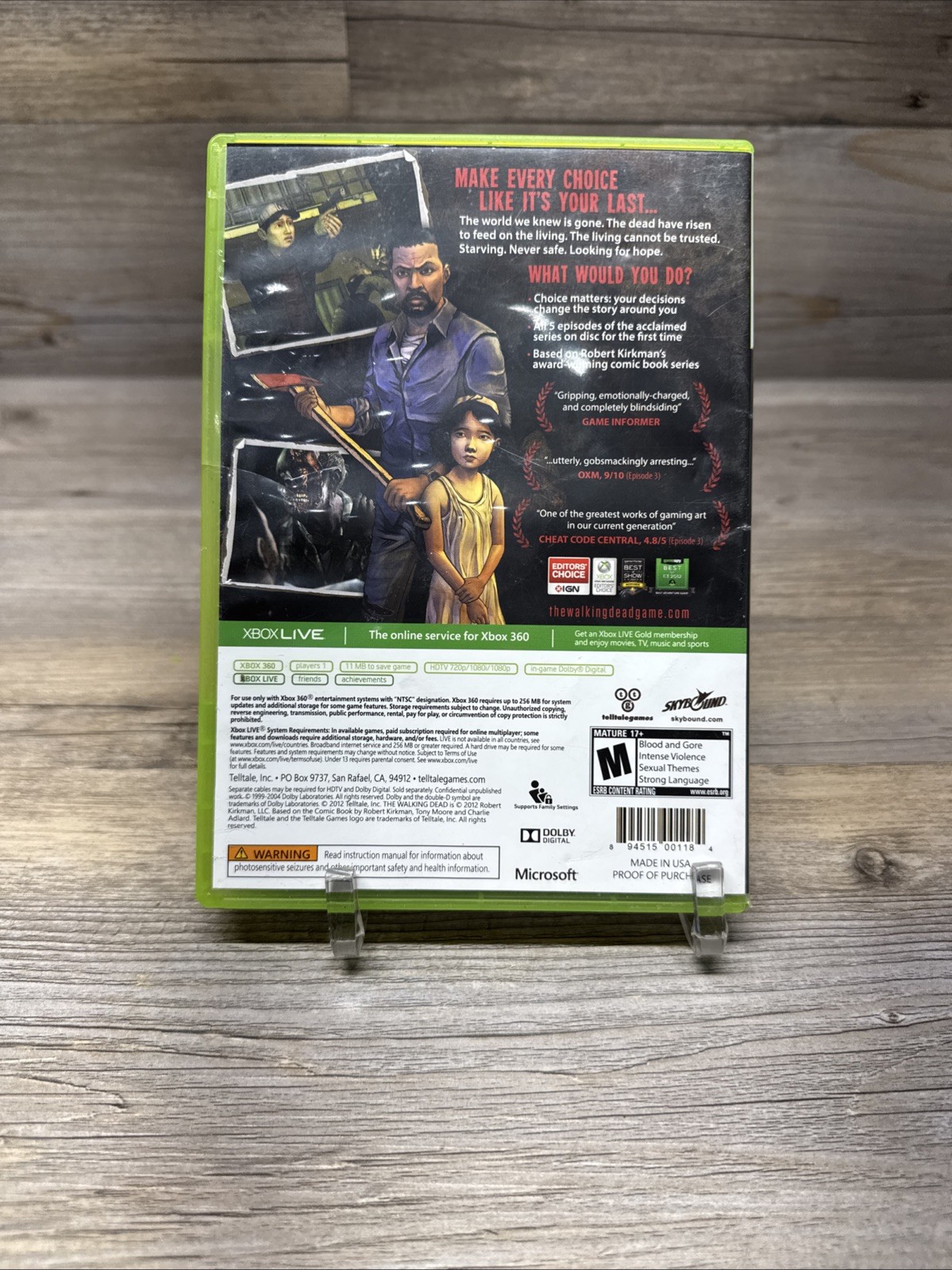 Walking Dead: A Telltale Games Series (Xbox 360, 2012) Complete Tested READ !!