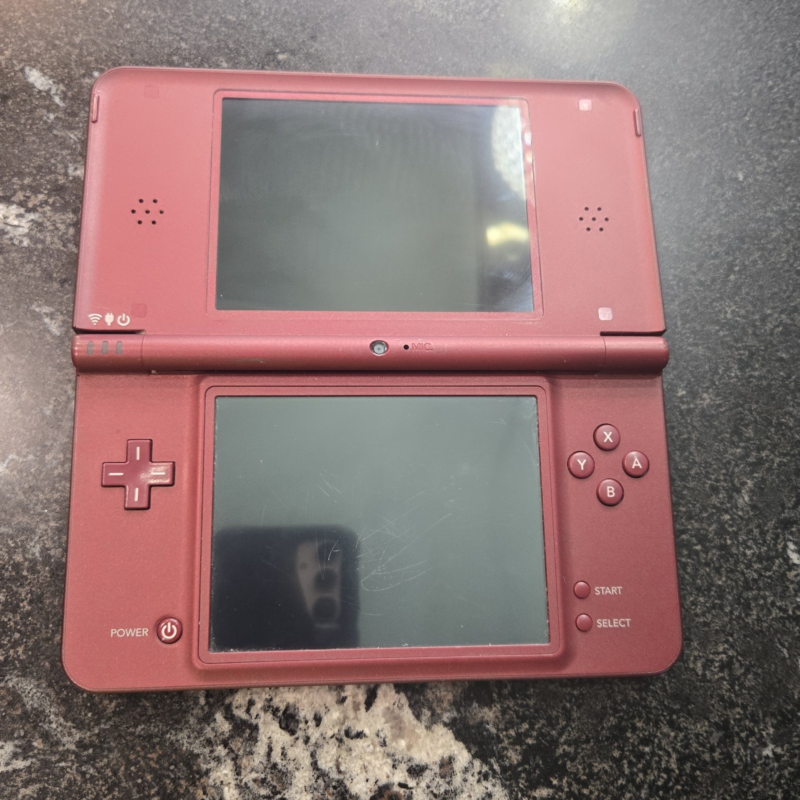 Nintendo DSI XL Burgundy/ Wine Red Console And Charger NO STYLUS Tested Working