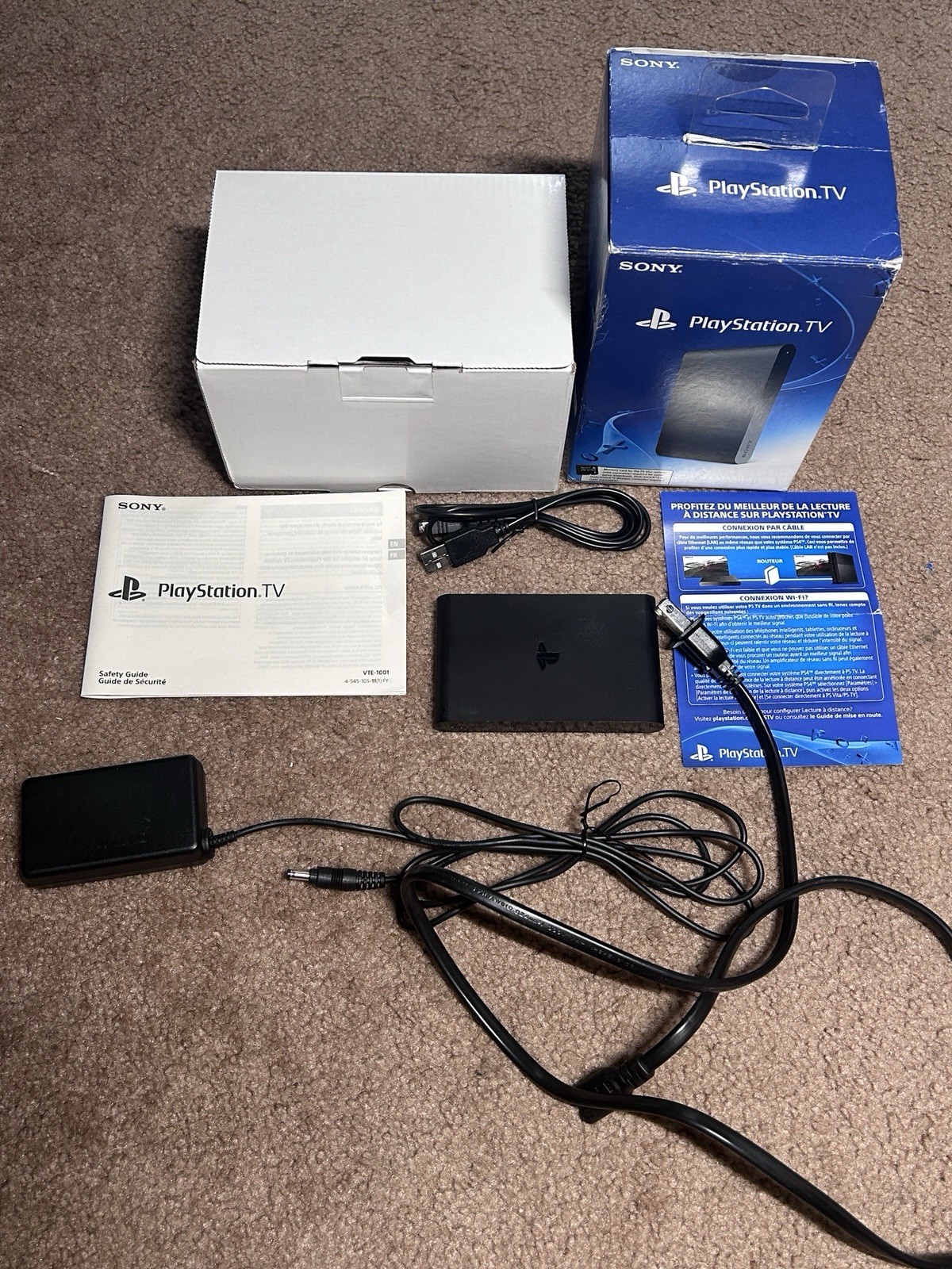 Sony PlayStation TV 1GB Console VTE-1001 PS Vita Box Cable Cords Guide Etc