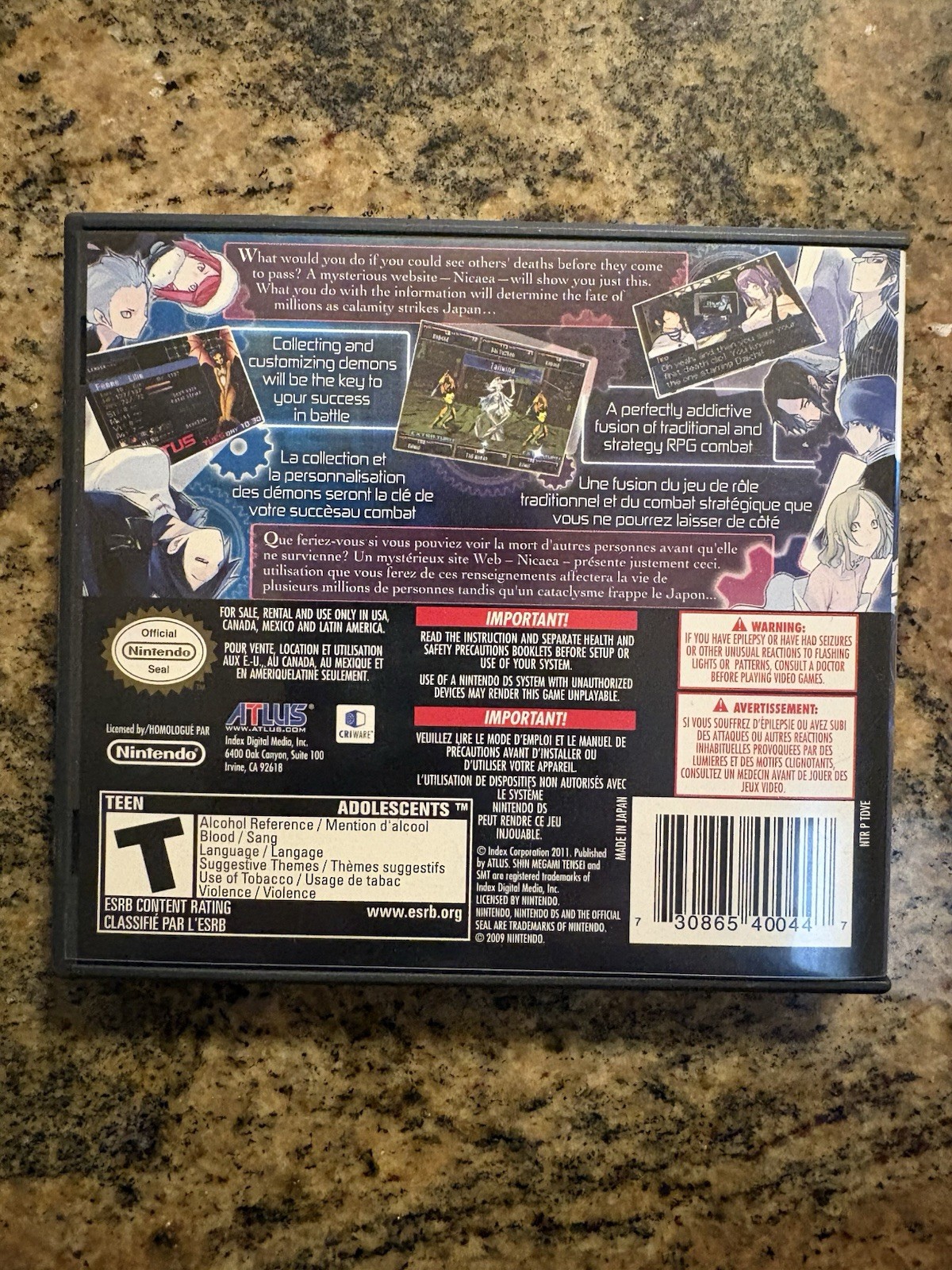 ATLUS Shin Megami Tensei Devil Survivor 2 Nintendo DS Manual Included 2011