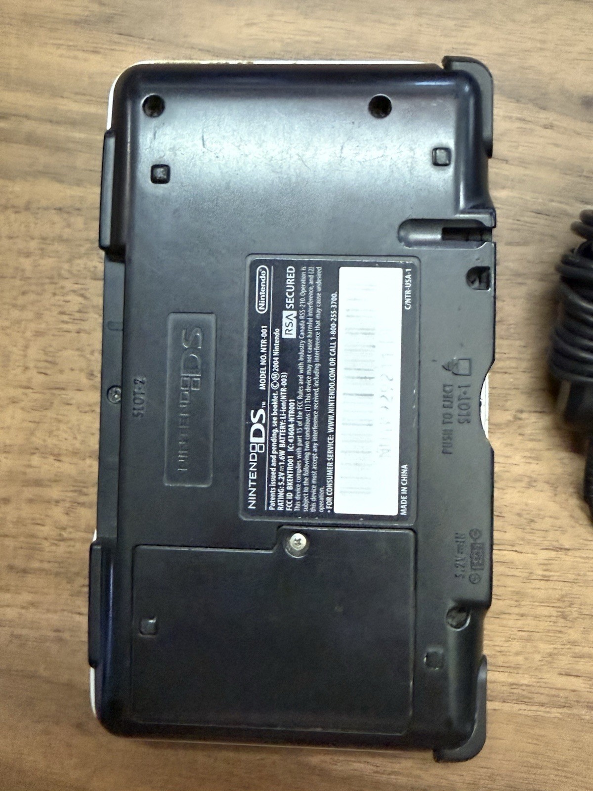 Nintendo DS Handheld System-TESTED AND WORKING-Cracked Hinge- Works! W/ Charger!