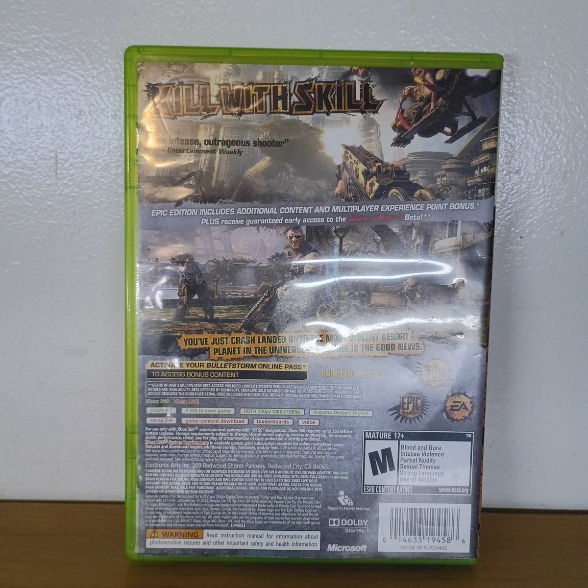 Bulletstorm Epic Edition Microsoft Xbox 360 w/Manual CIB Tested And Working