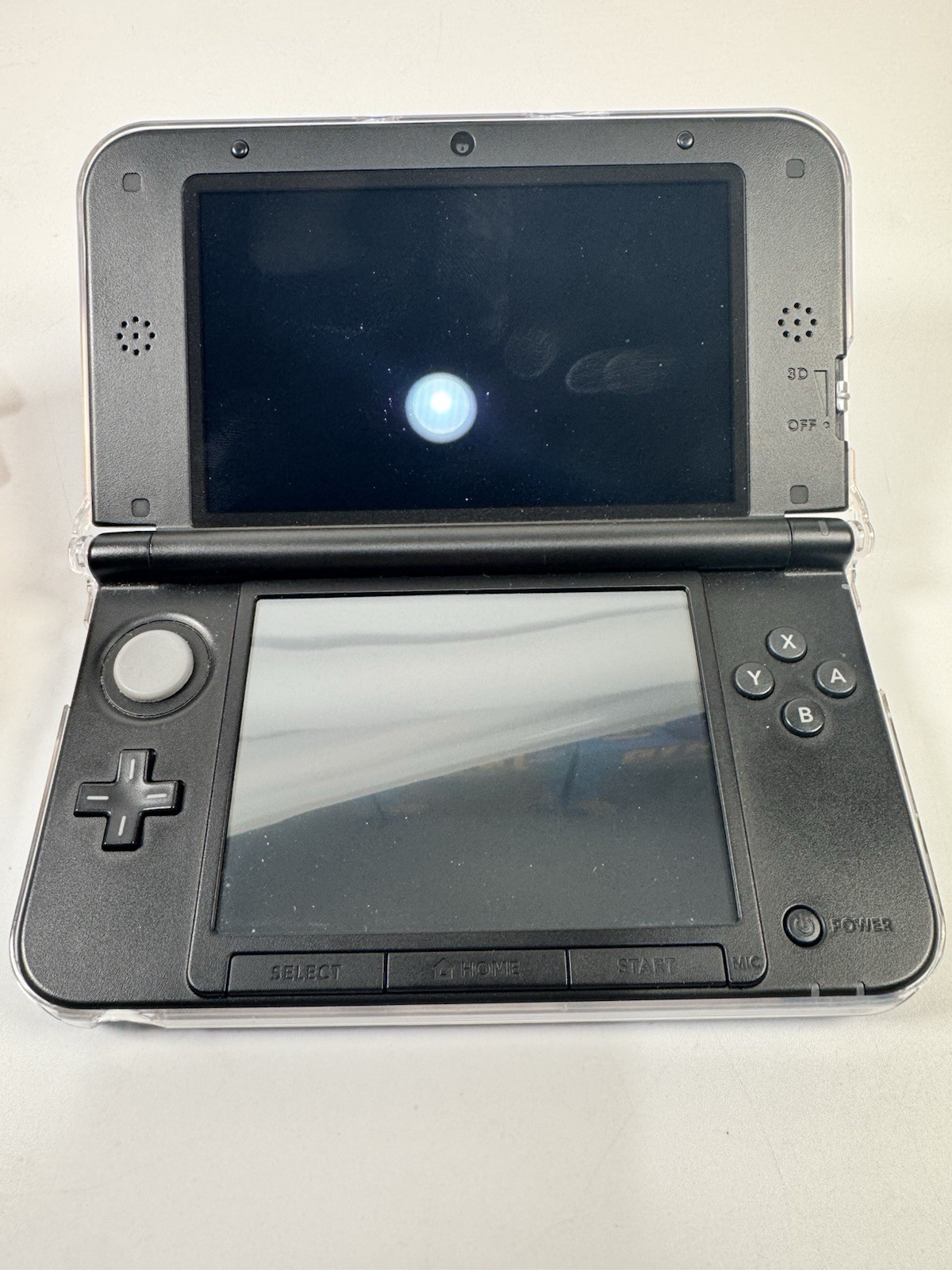 Nintendo 3DS XL Blue Black Handheld Console Tested & Working Mint w/ Clear Case