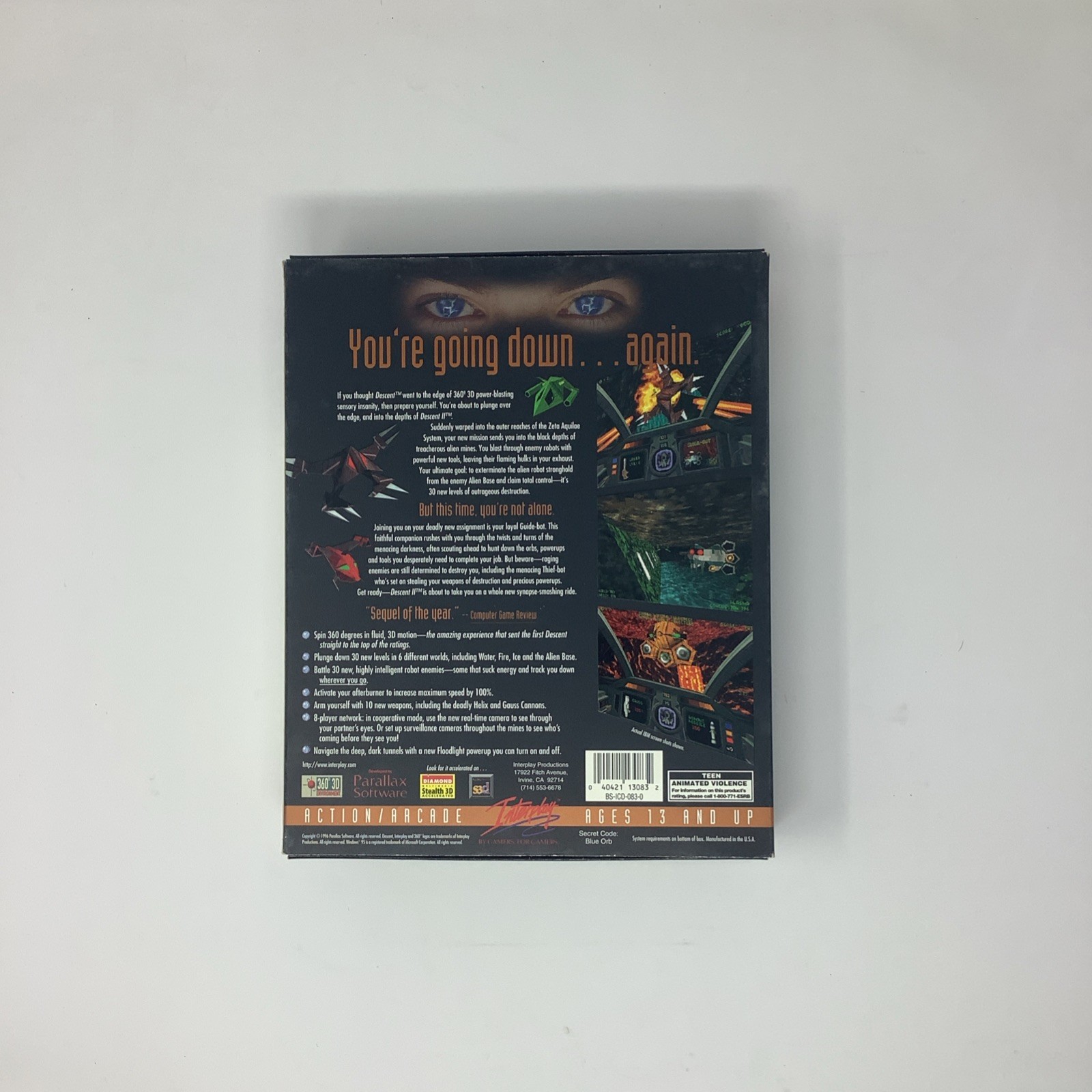 Interplay Productions Descent II PC Action Shooter Big Box Windows 95