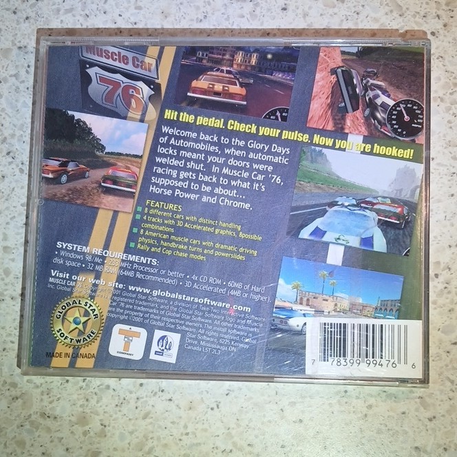 Muscle Car 76 – Global Star Software (PC) Racing, 8 Cars, 3D Tracks,manual inc