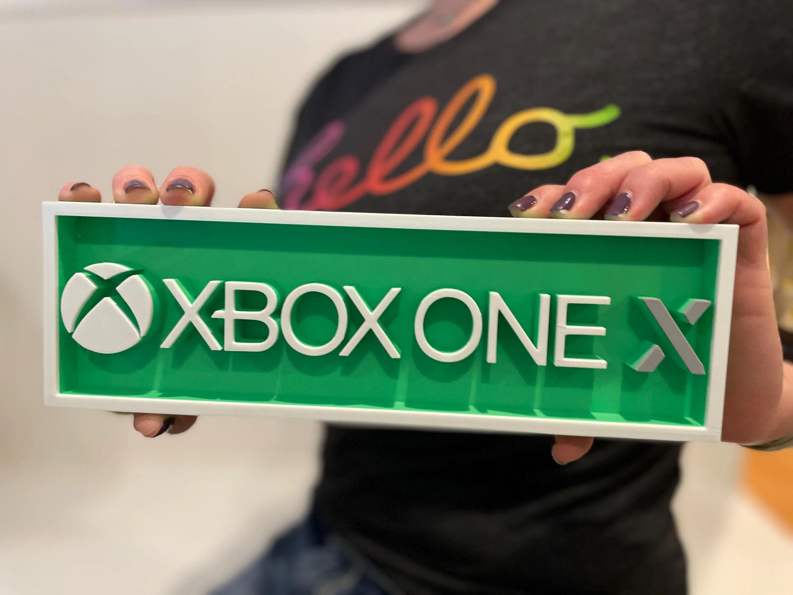 XBOX ONE X 3D printed game console placard, multi-color