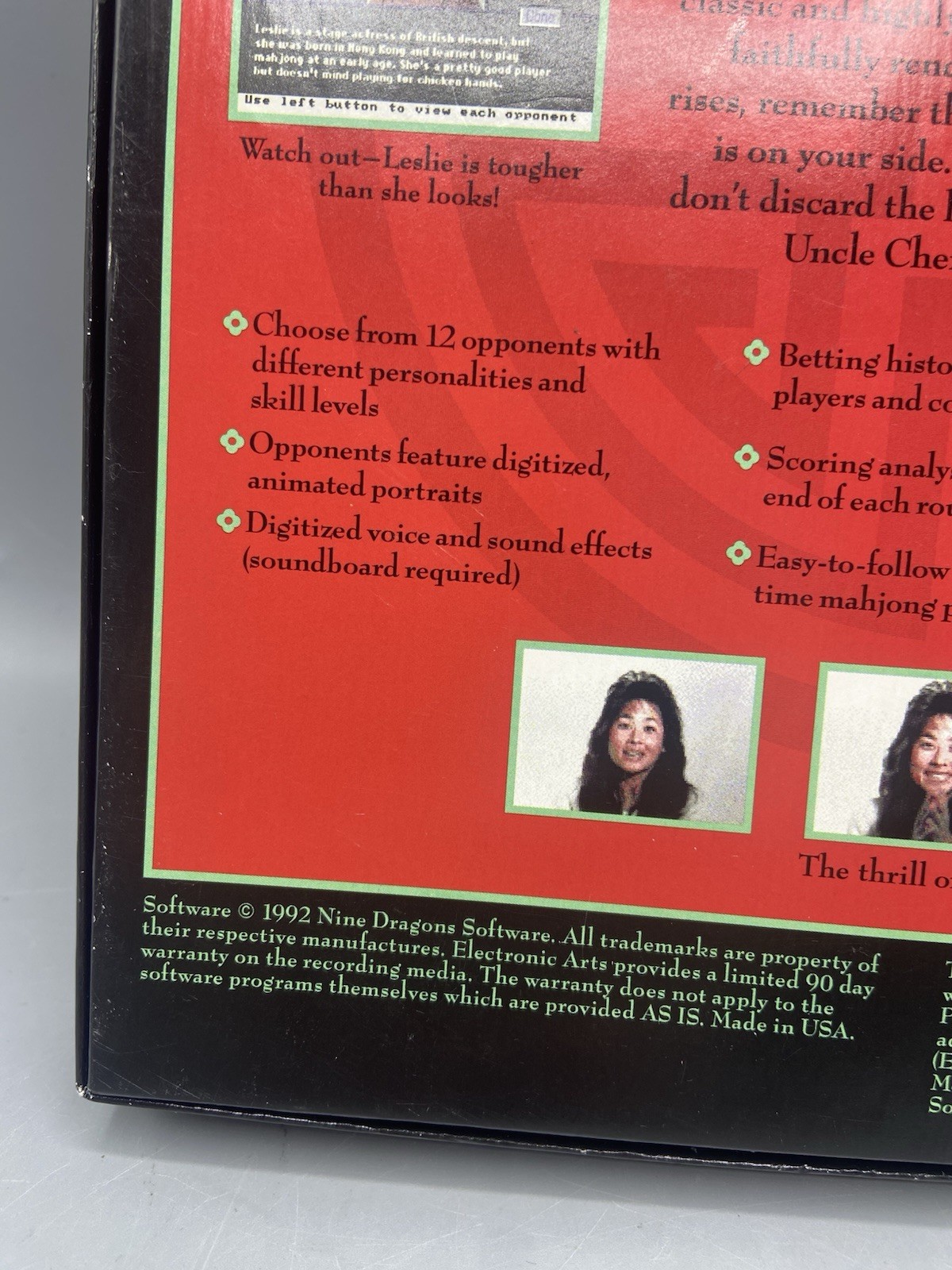 Hong Kong Mahjong Pro 1992 MS-DOS PC 2 Floppy Disks Manual Big box registration