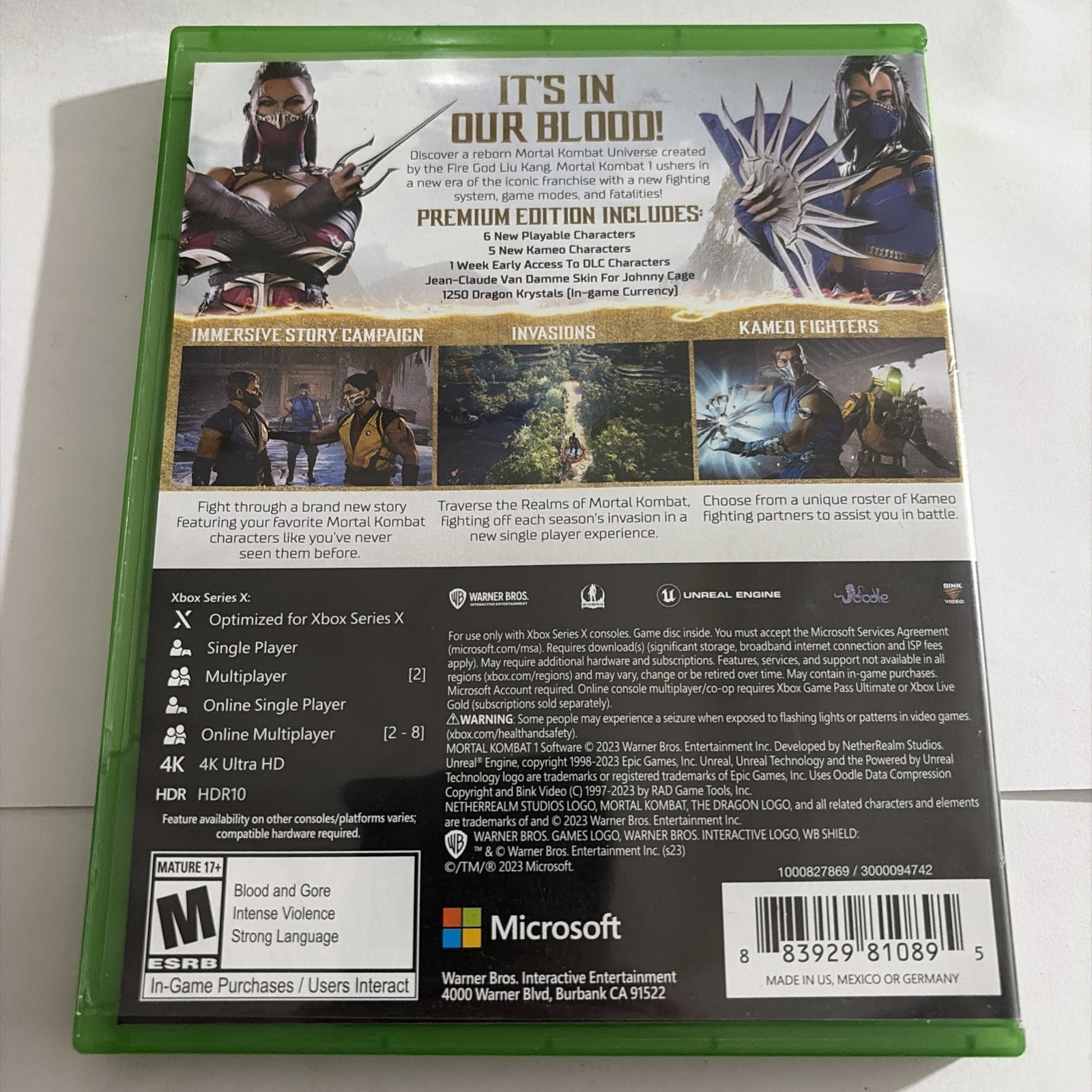 Mortal Kombat 1 Premium Edition – Xbox Series X Xbox (Microsoft Xbox Series X S)