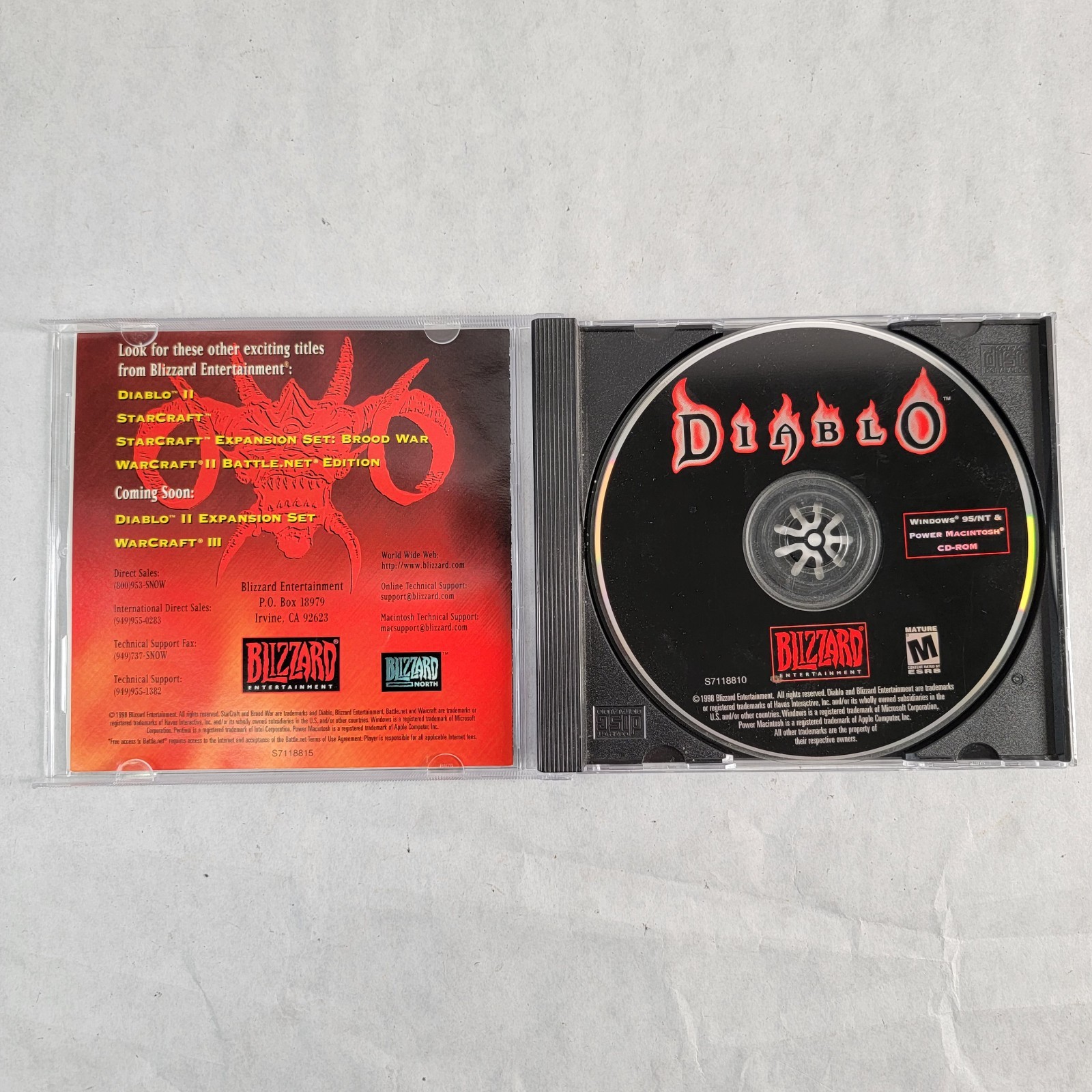 Diablo 1 PC CD-ROM 1998 Blizzard Entertainment Complete Windows 95 Mac