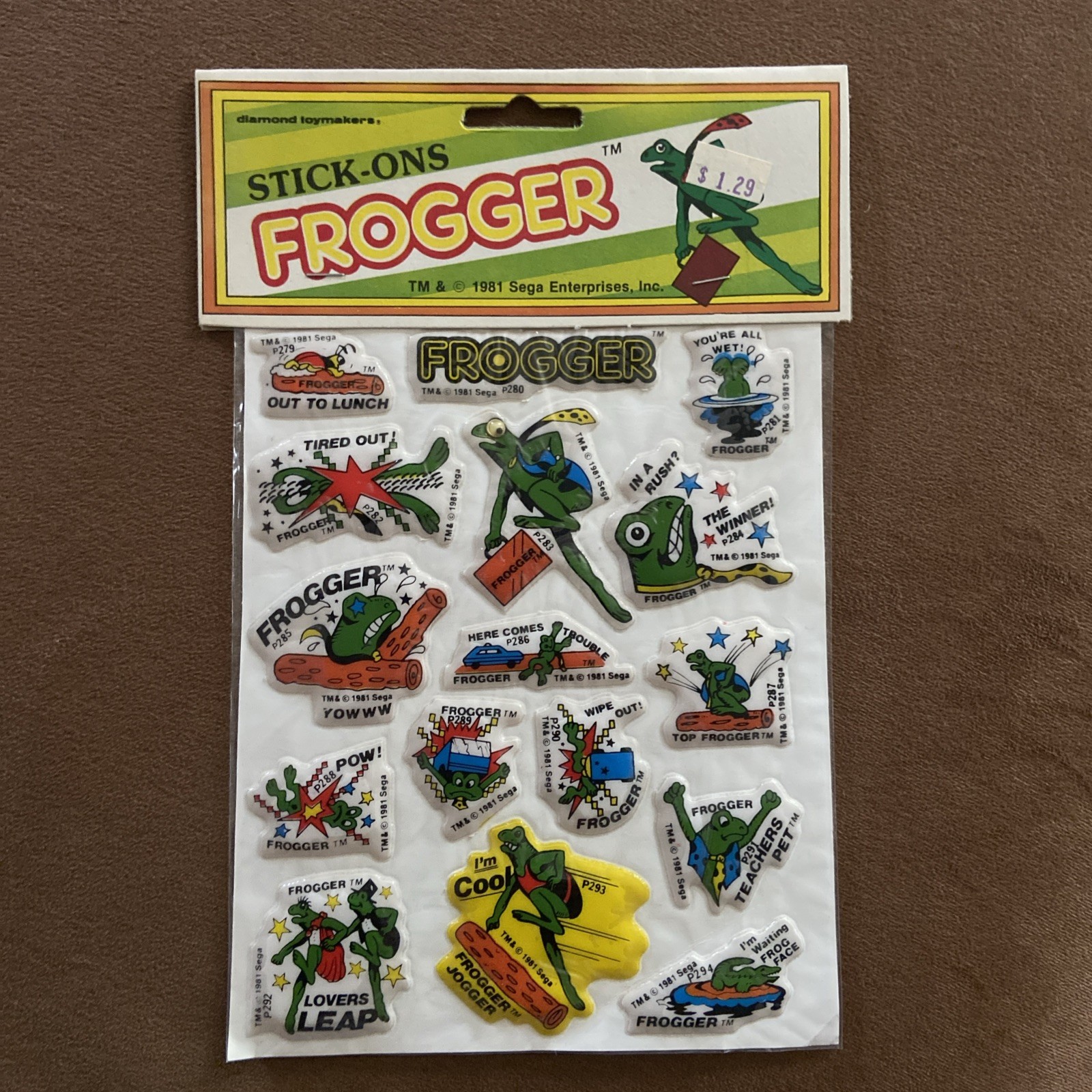 Vintage FROGGER STICK ONS Puffy Stickers 1981 Sealed NOS Rare