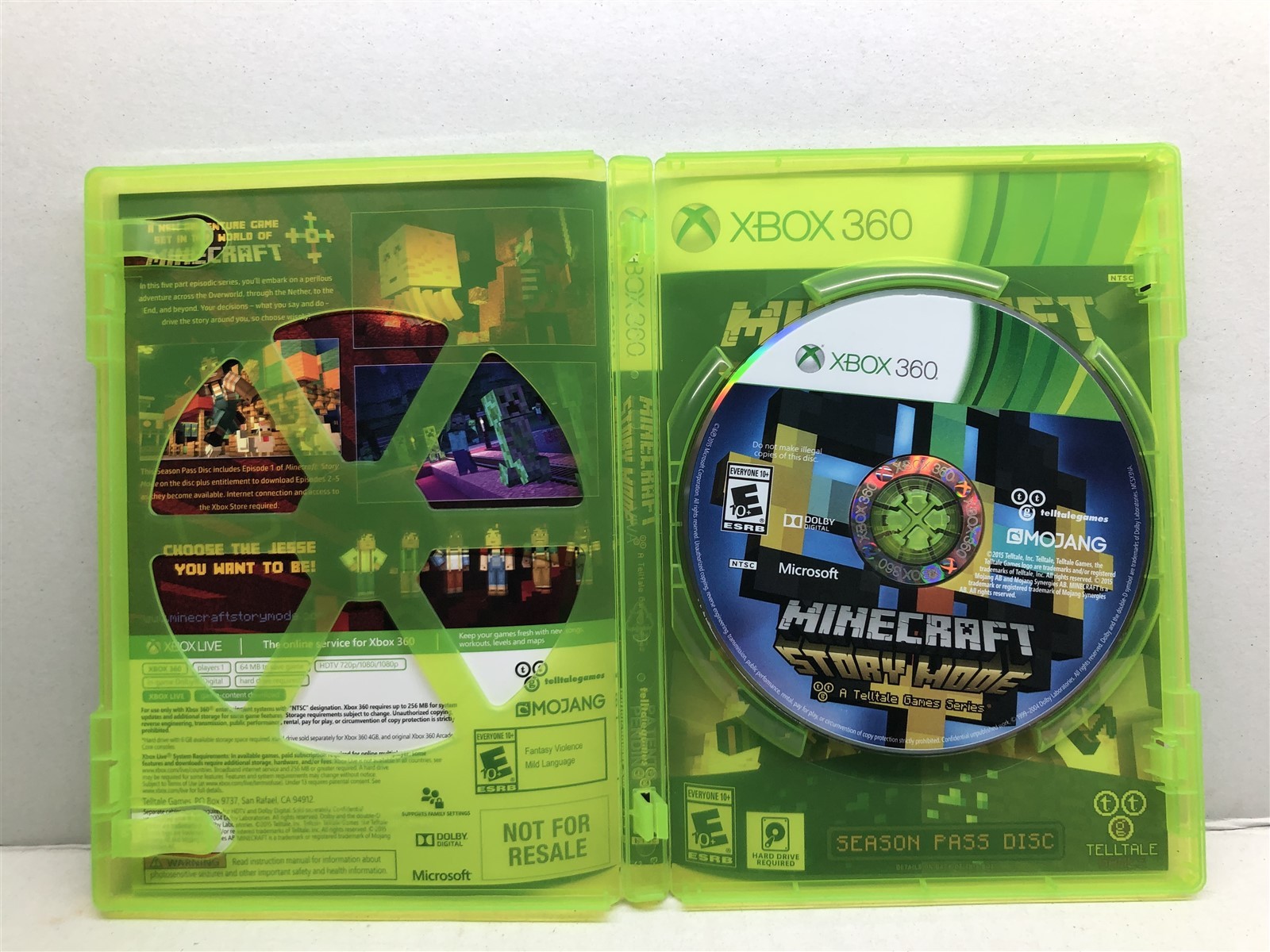 Minecraft: Story Mode – Season Pass Disc (Xbox 360, 2015) Complete Tested