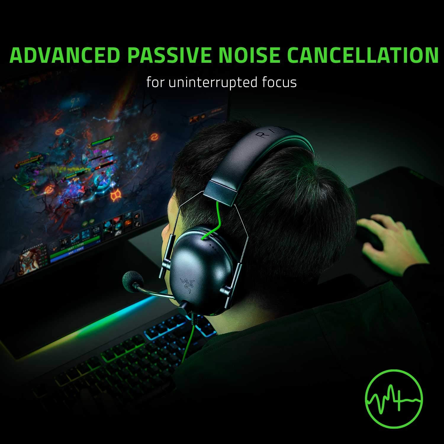 Razer BlackShark V2 X Gaming Headset: 7.1 Surround Sound – 50mm 3.5 mm, Black