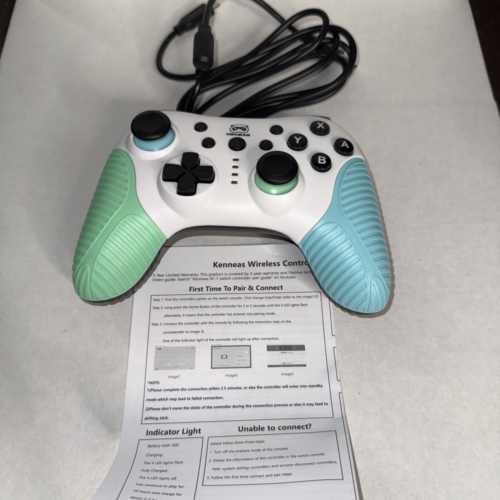 Kenneas Wireless Controller for Nintendo Switch Animal Crossing Theme Green/Blue