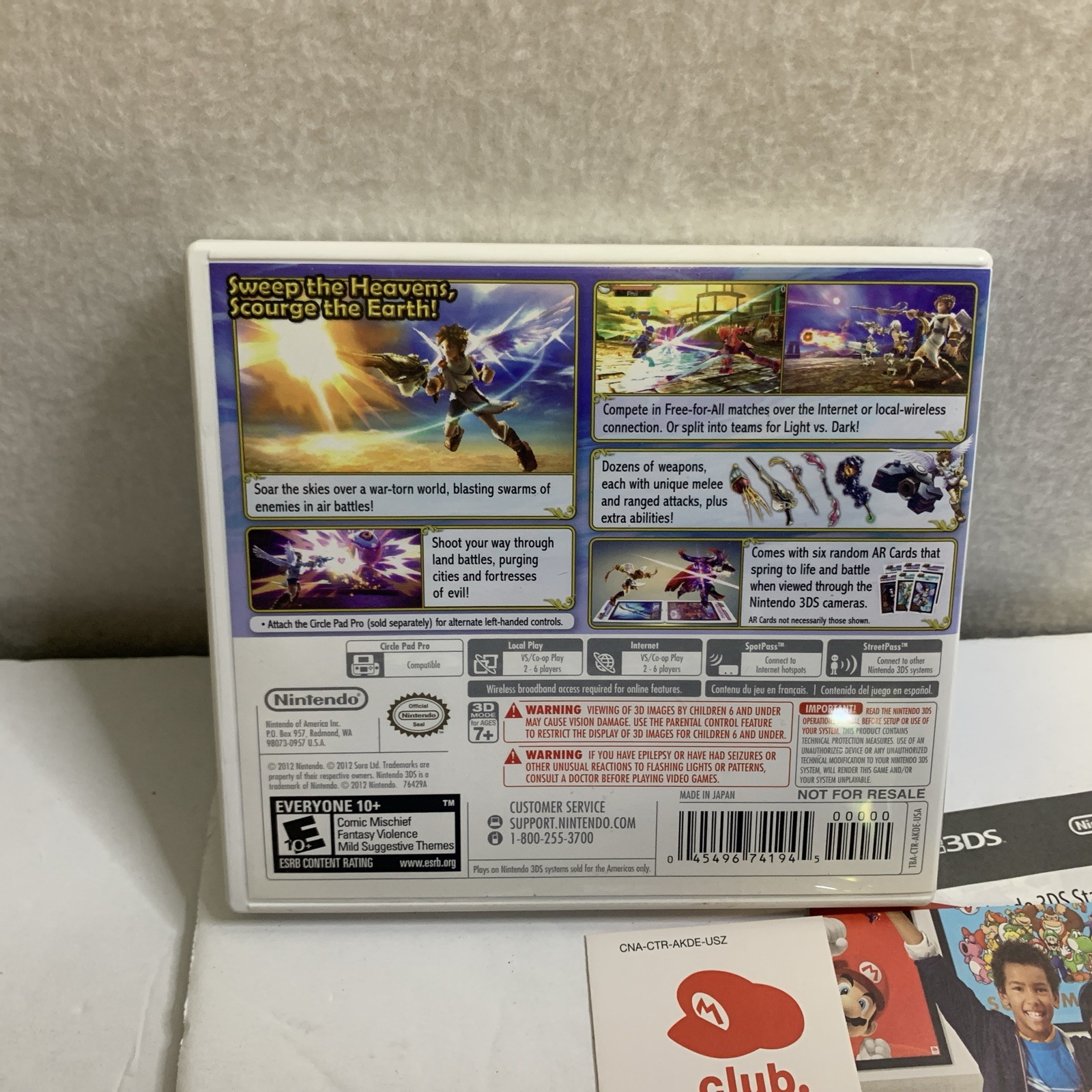 Kid Icarus Uprising (Nintendo 3DS) Complete Game Case Manual Cartridge