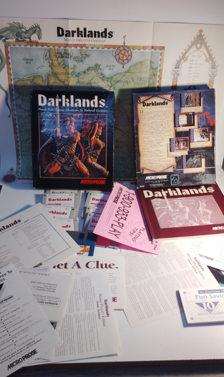 Microprose Darklands Big Box PC Game 1992 3.5 Disc Complete with Manual and Map