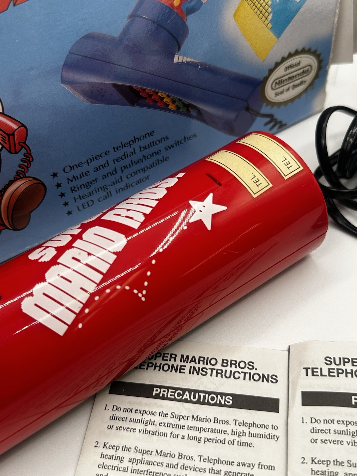 Super Mario Bros. Vintage 1990 Telephone Nintendo Blue Touch Working Condition