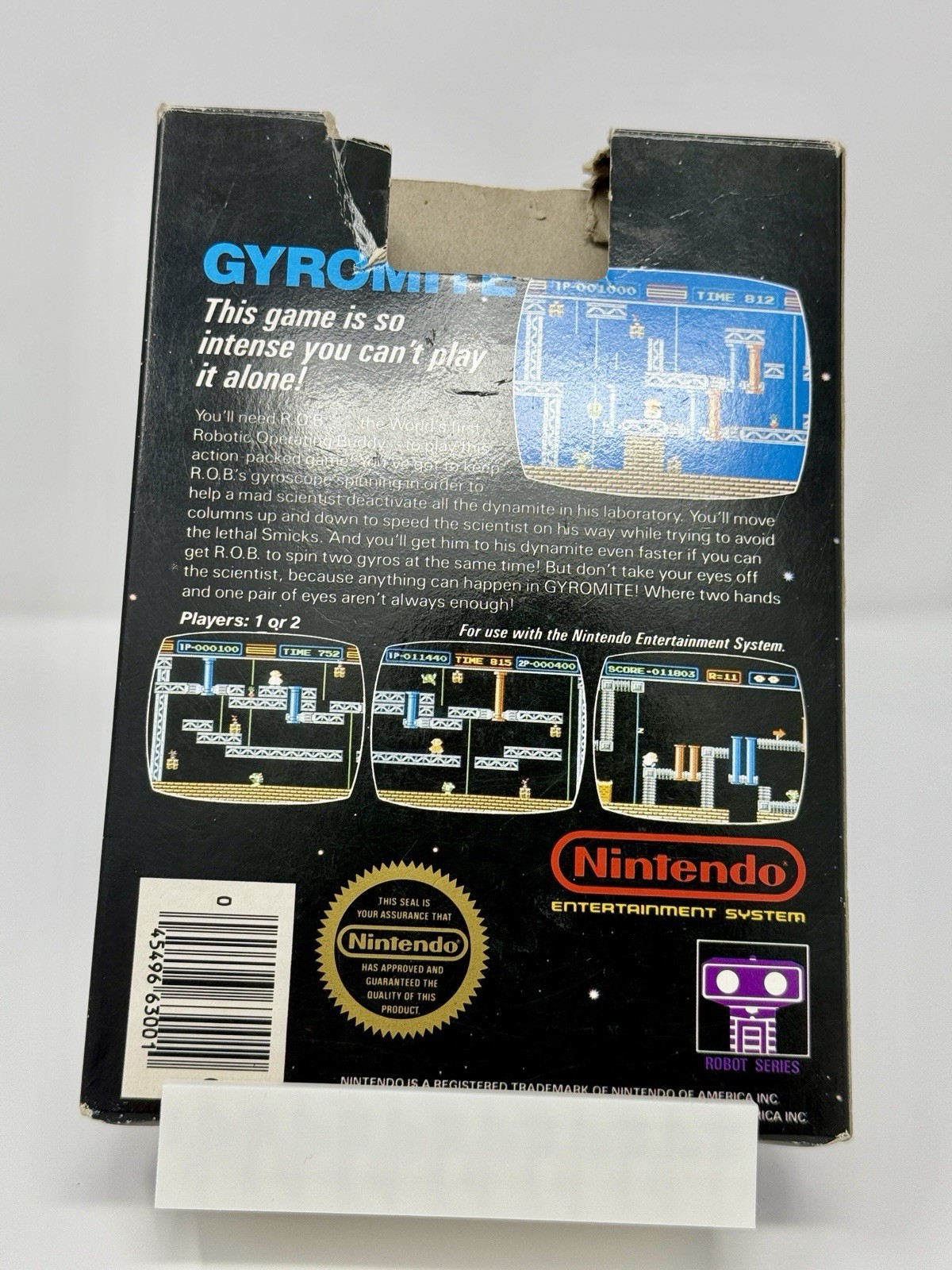Gyromite First Print Matte Sticker Box and Game Only NO MANUAL READ Nintendo NES