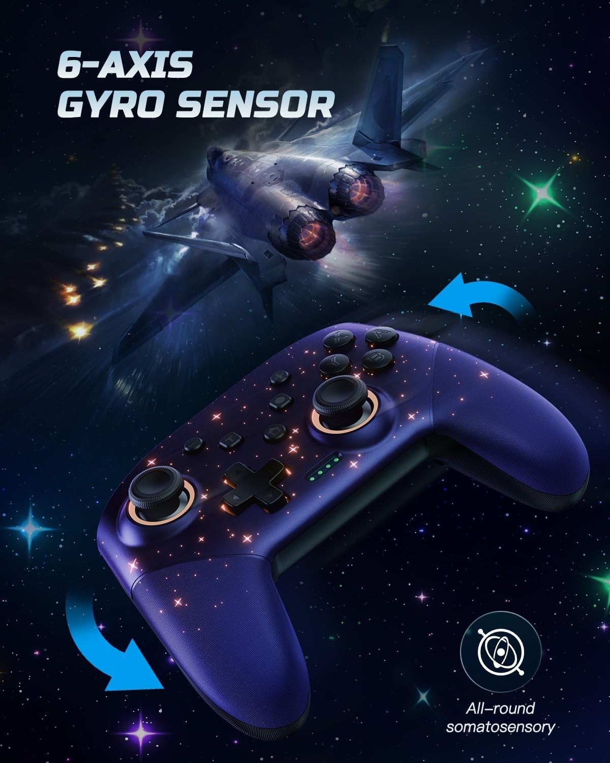 Advanced Wireless Switch Controller with 8 RGB Modes & 10m Range for Gamers