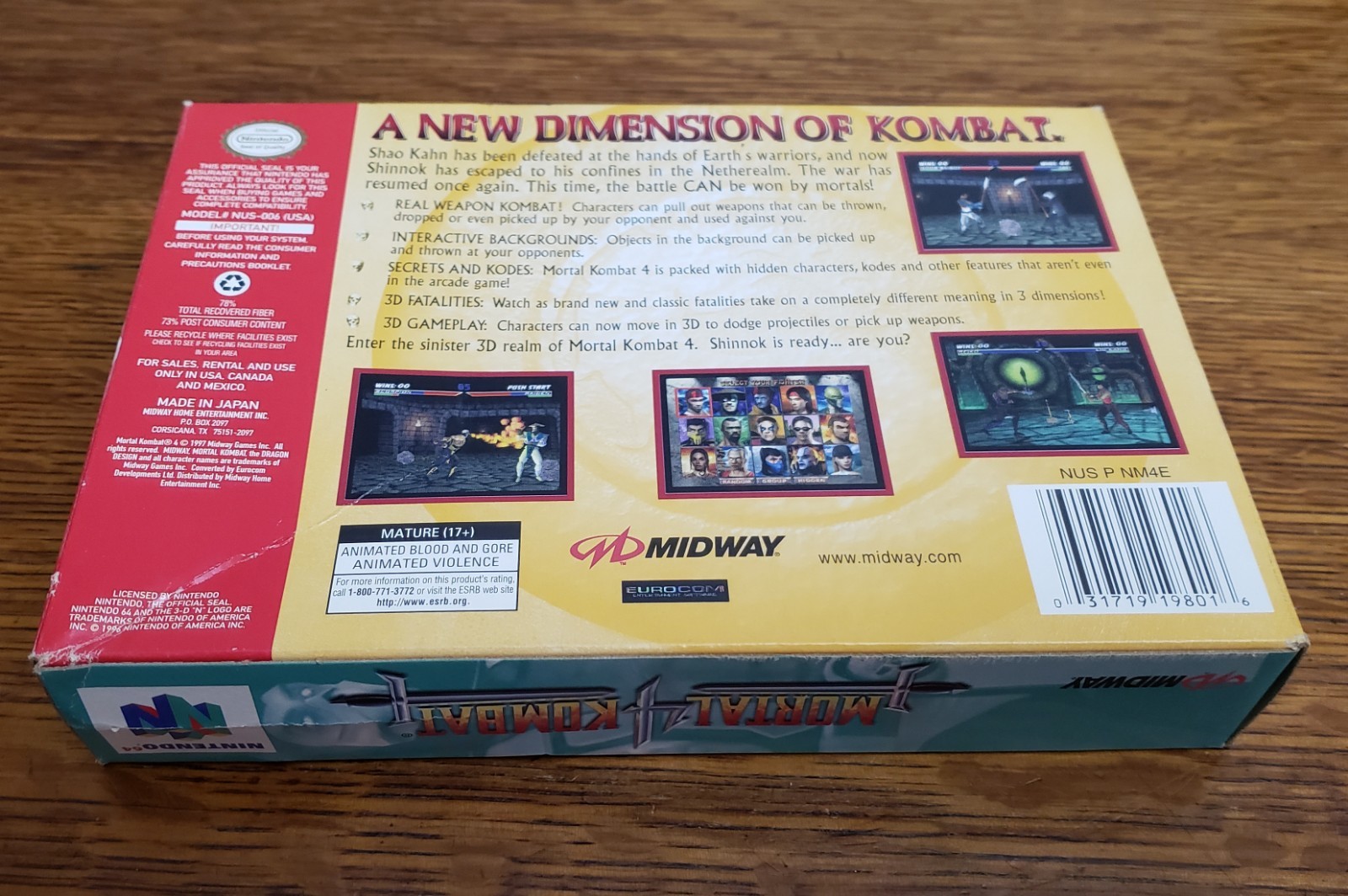 BOX ONLY – for 1996 Mortal Kombat 4 Nintendo 64 Video Game