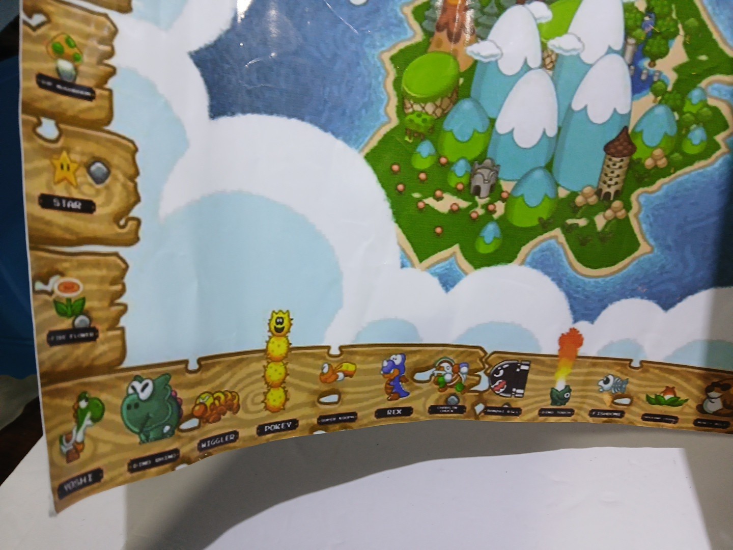 Vintage SUPER MARIO WORLD Yoshi’s Island Nintendo Map Poster 24×16 Glossy