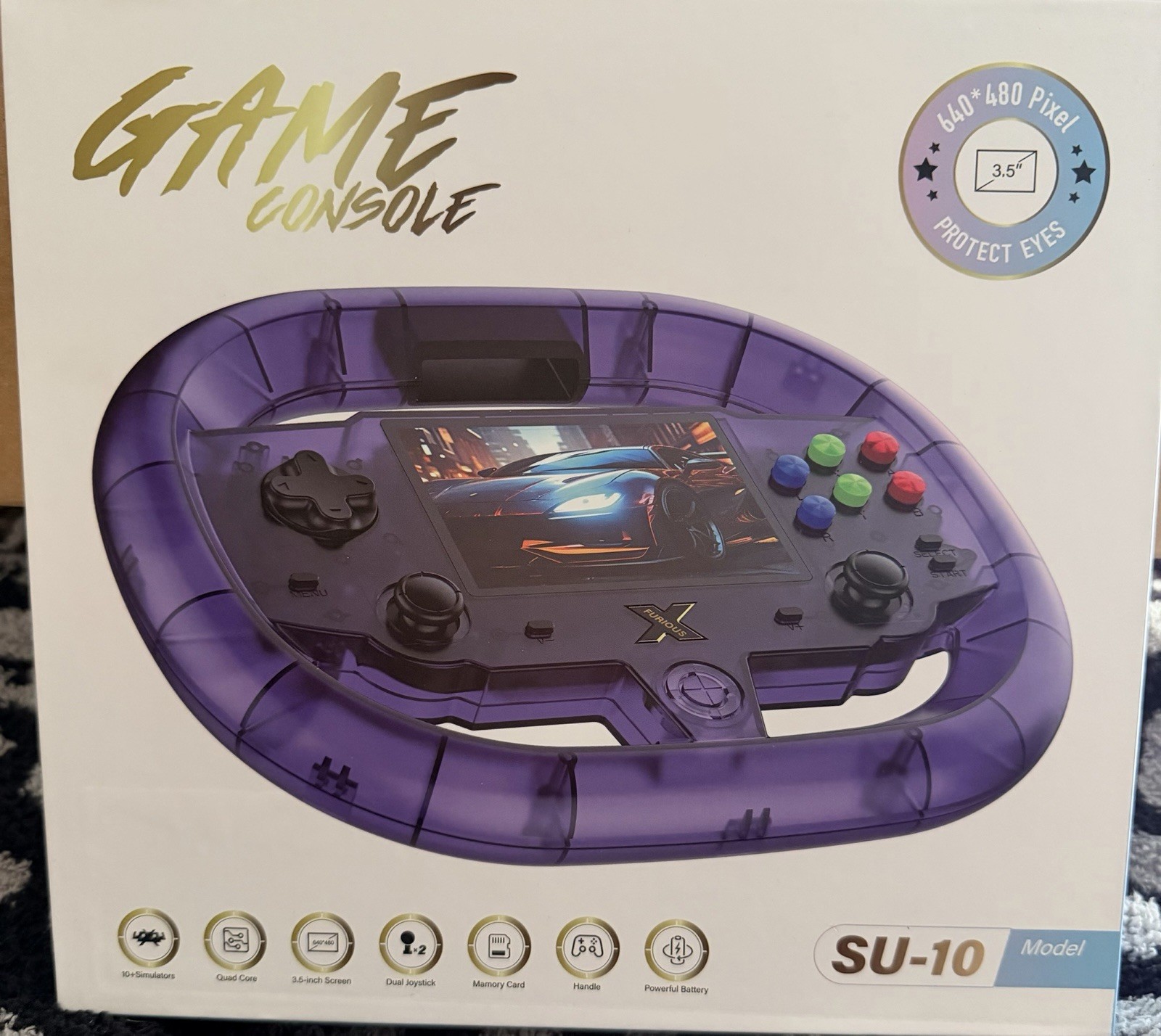 SU-10 Retro Handheld Game Console Purple | 3.5” Screen | 10K+ Games