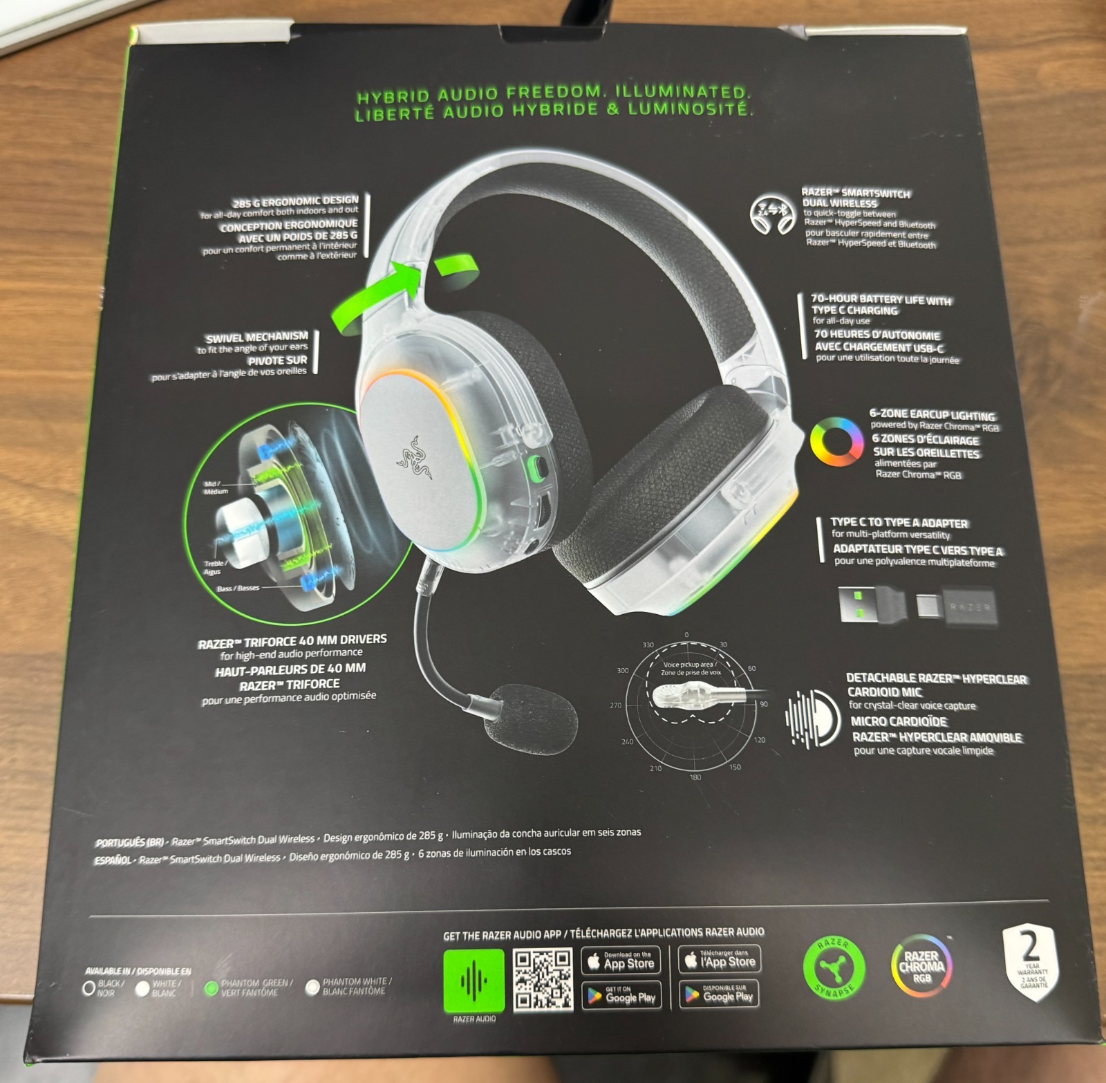 Razer Barracuda X Chroma Wireless Over-the-Ear Gaming Headset, Phantom White