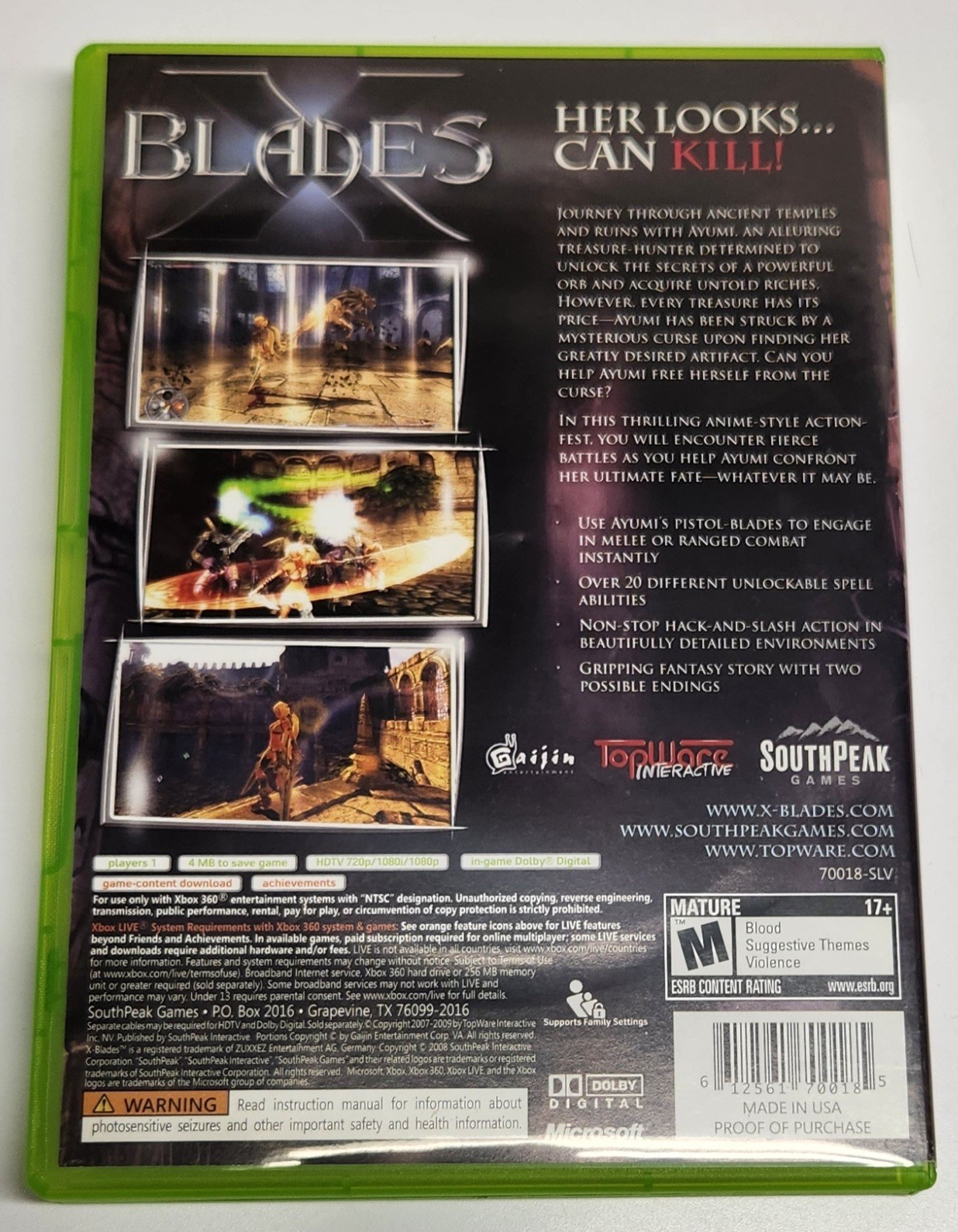 X-Blades (Microsoft Xbox 360, 2009) No Manual, Tested